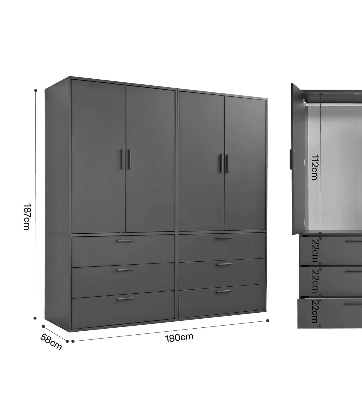 Kleiderschrank Garderobenschrank Schlafzimmerschrank Flurschrank