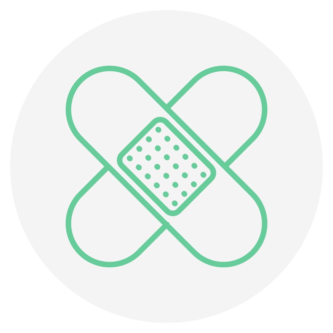 Icône pansements croisés en vert clair