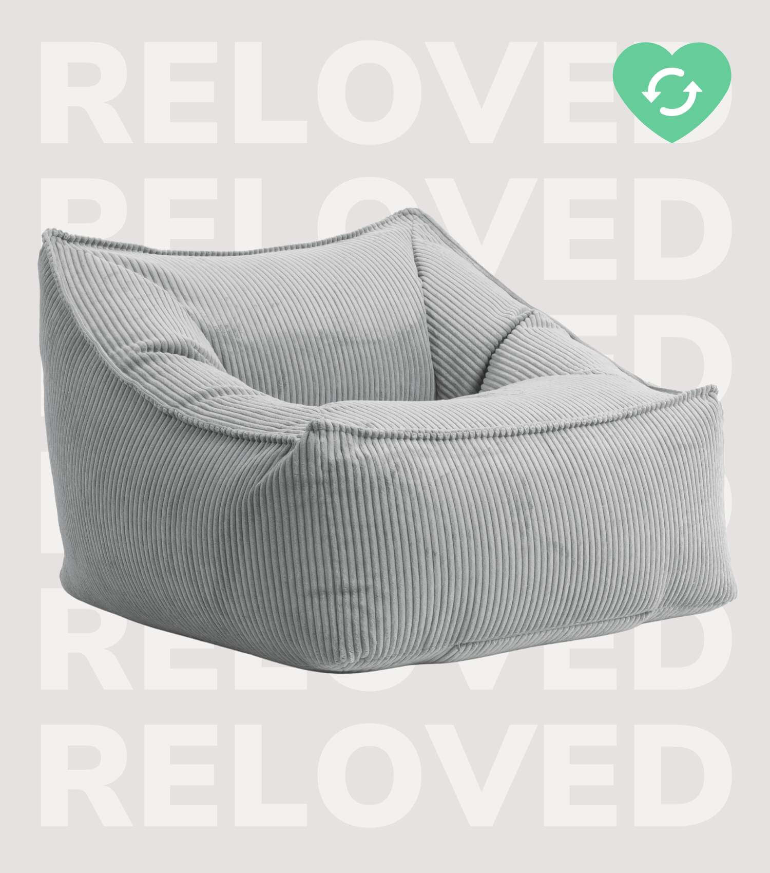 Fauteuil Cord XXL sac à billes avec accoudoirs, coloris gris
