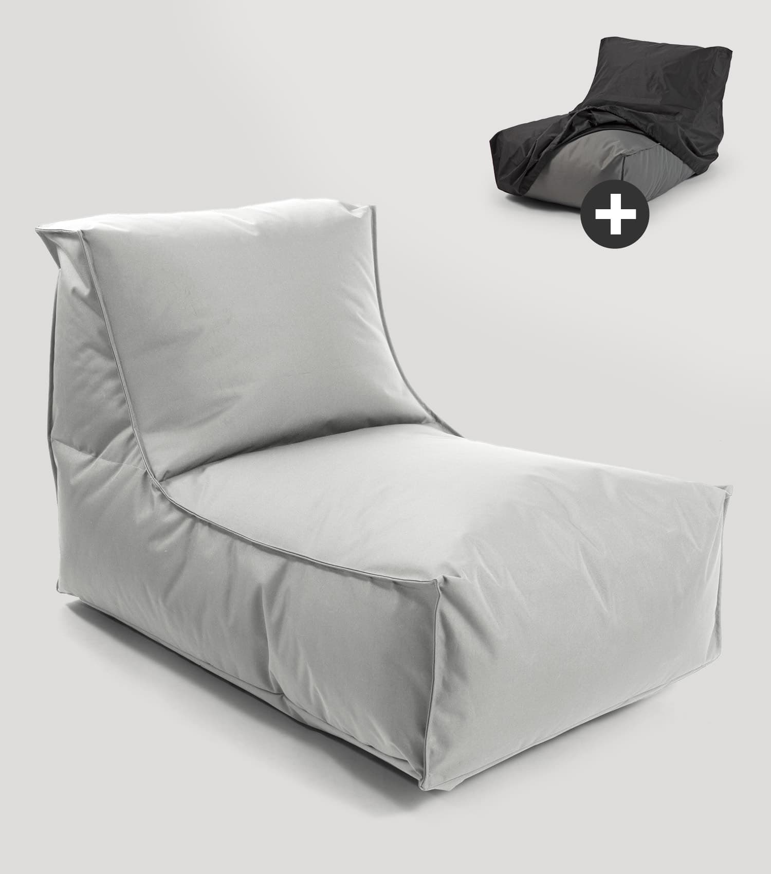 Pouf géant gris pour détente, repose-pieds confortable bean bag