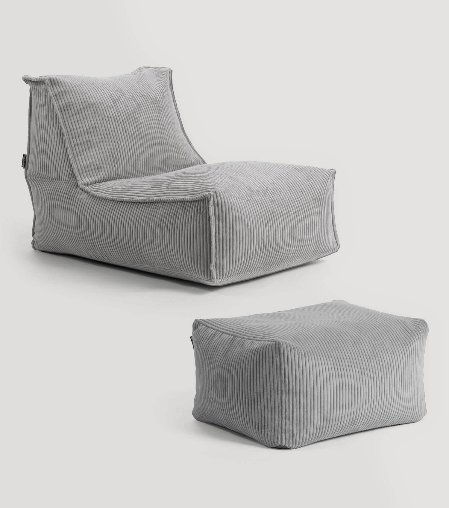 Pouf géant XXL + repose-pieds pour enfants et adultes avec remplissage 'Der Gelassene'