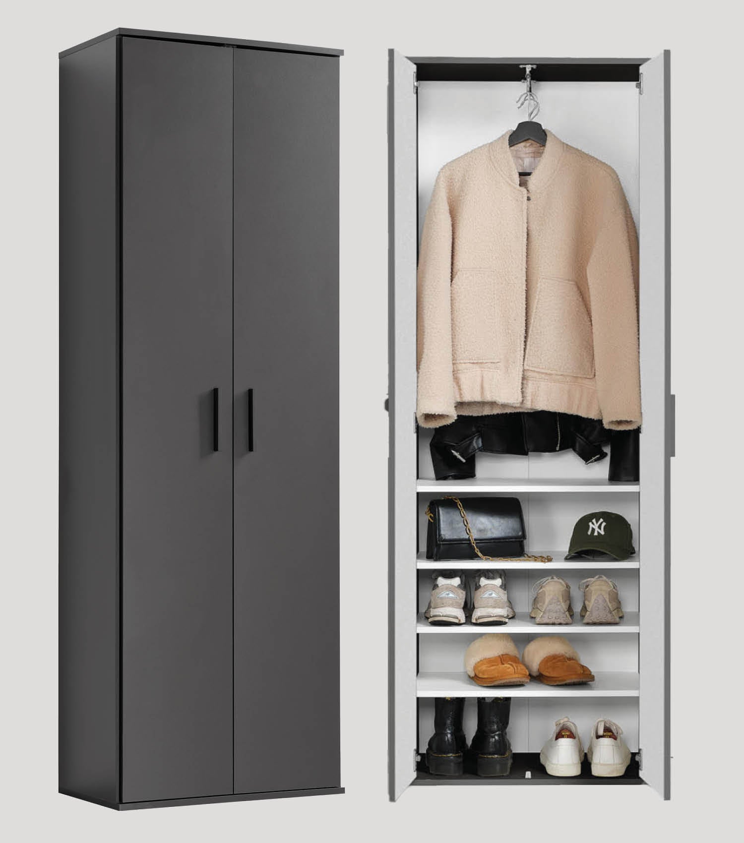 Armoire de rangement chaussures placard multifonction meuble d'entrée vestiaire bois