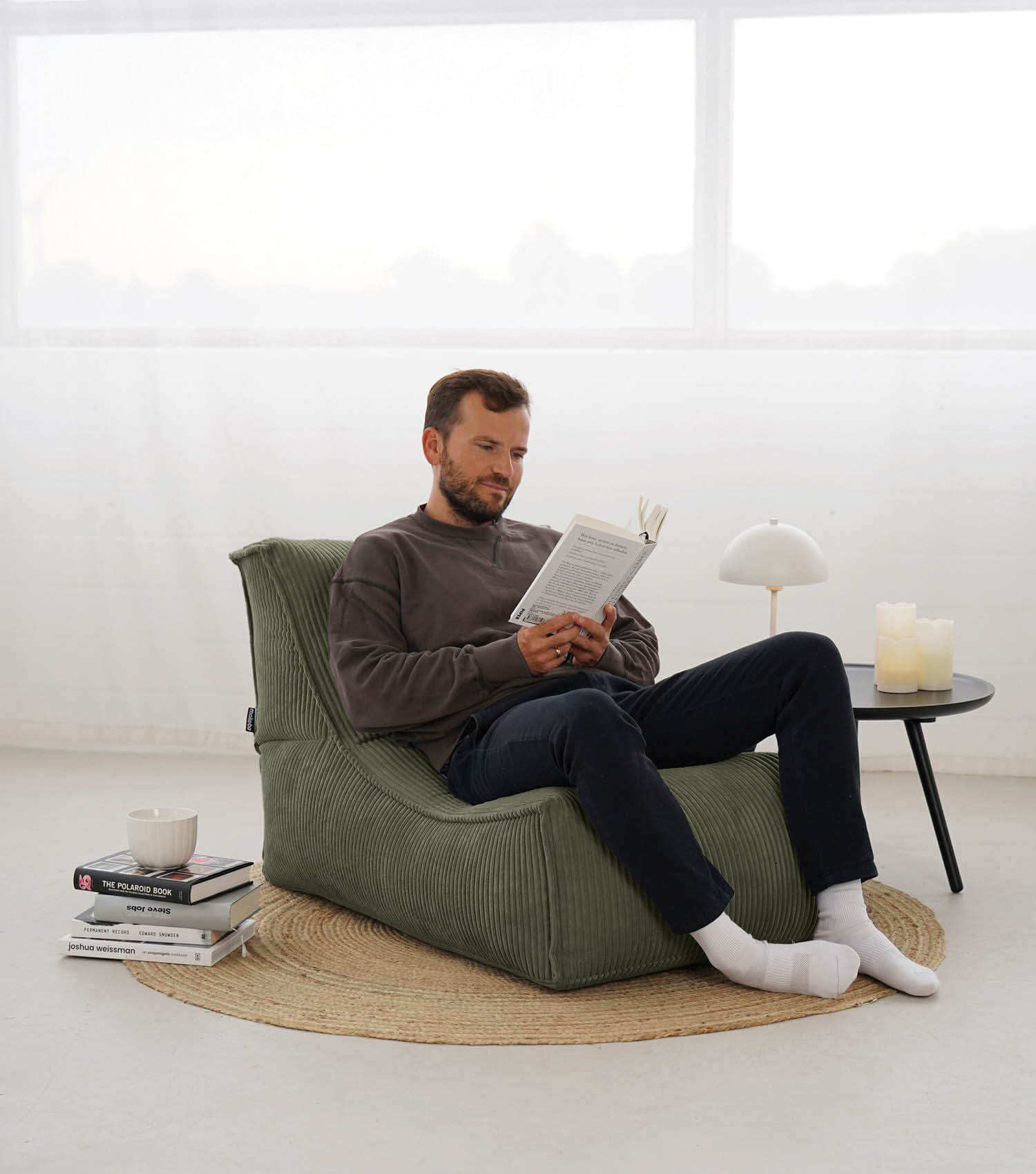 Pouf géant XXL + pouf pour enfants et adultes avec remplissage 'Der Gelassene'