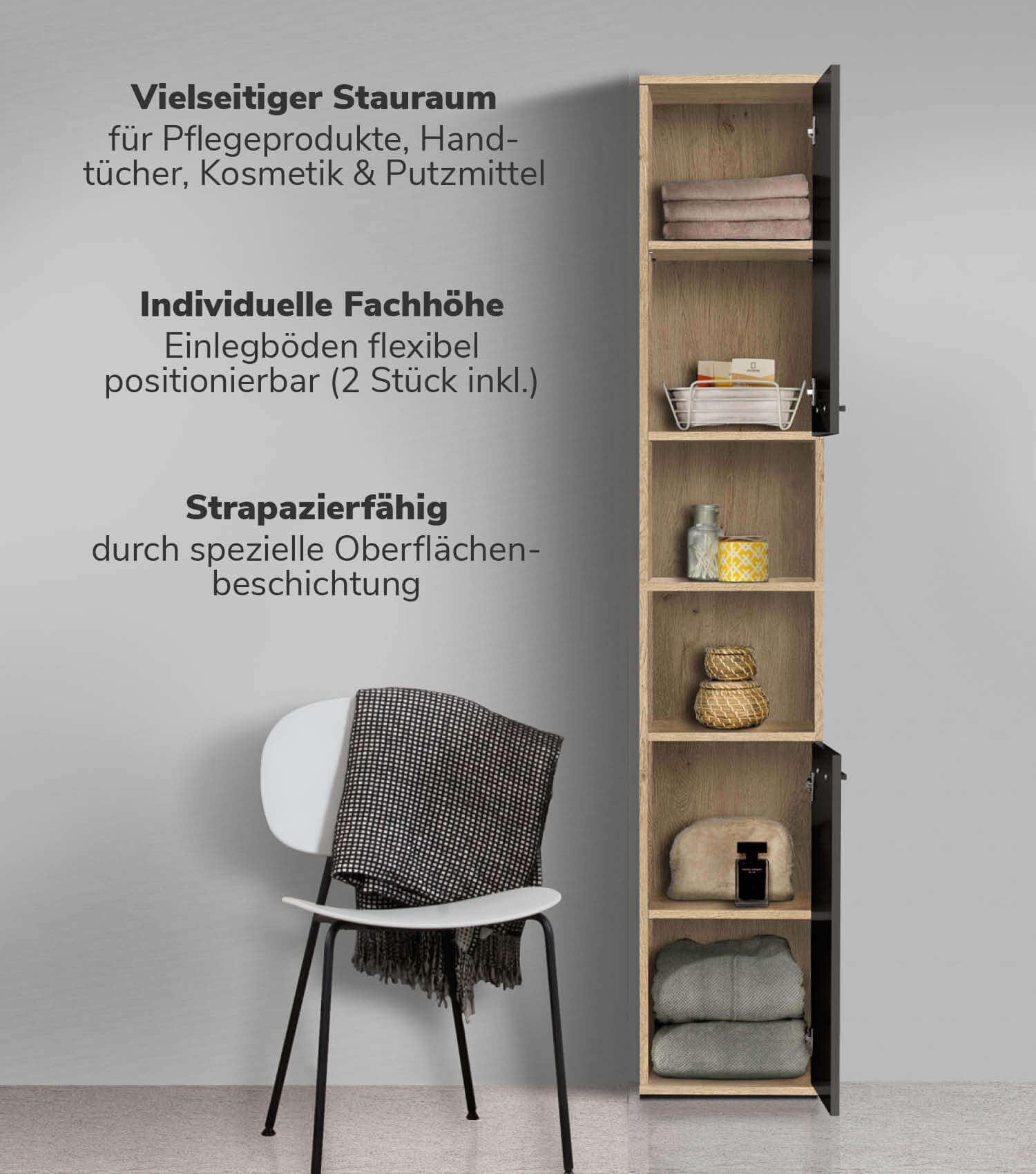 Armoire de salle de bain haute Badschrank rangement salle de bain Schrank
