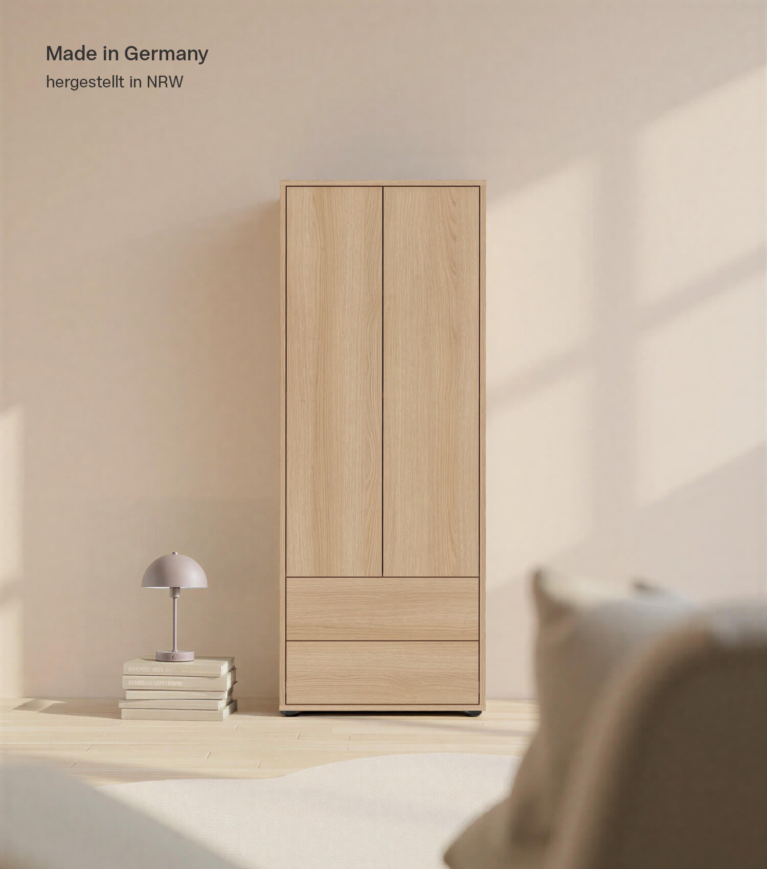 Armoire haute meuble salon verre chêne buffet rangement