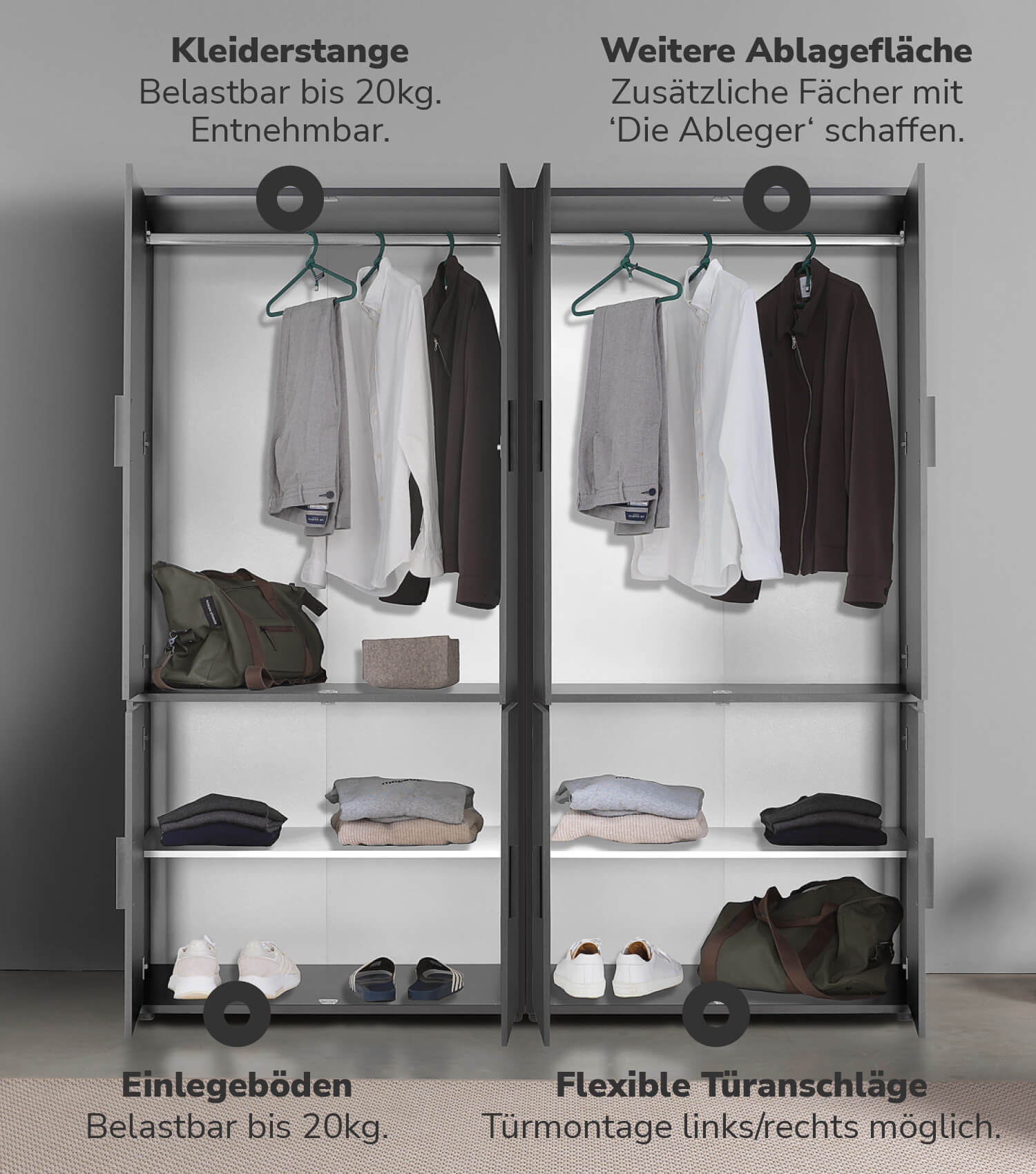 Armoire de rangement chambre à coucher couloir chêne