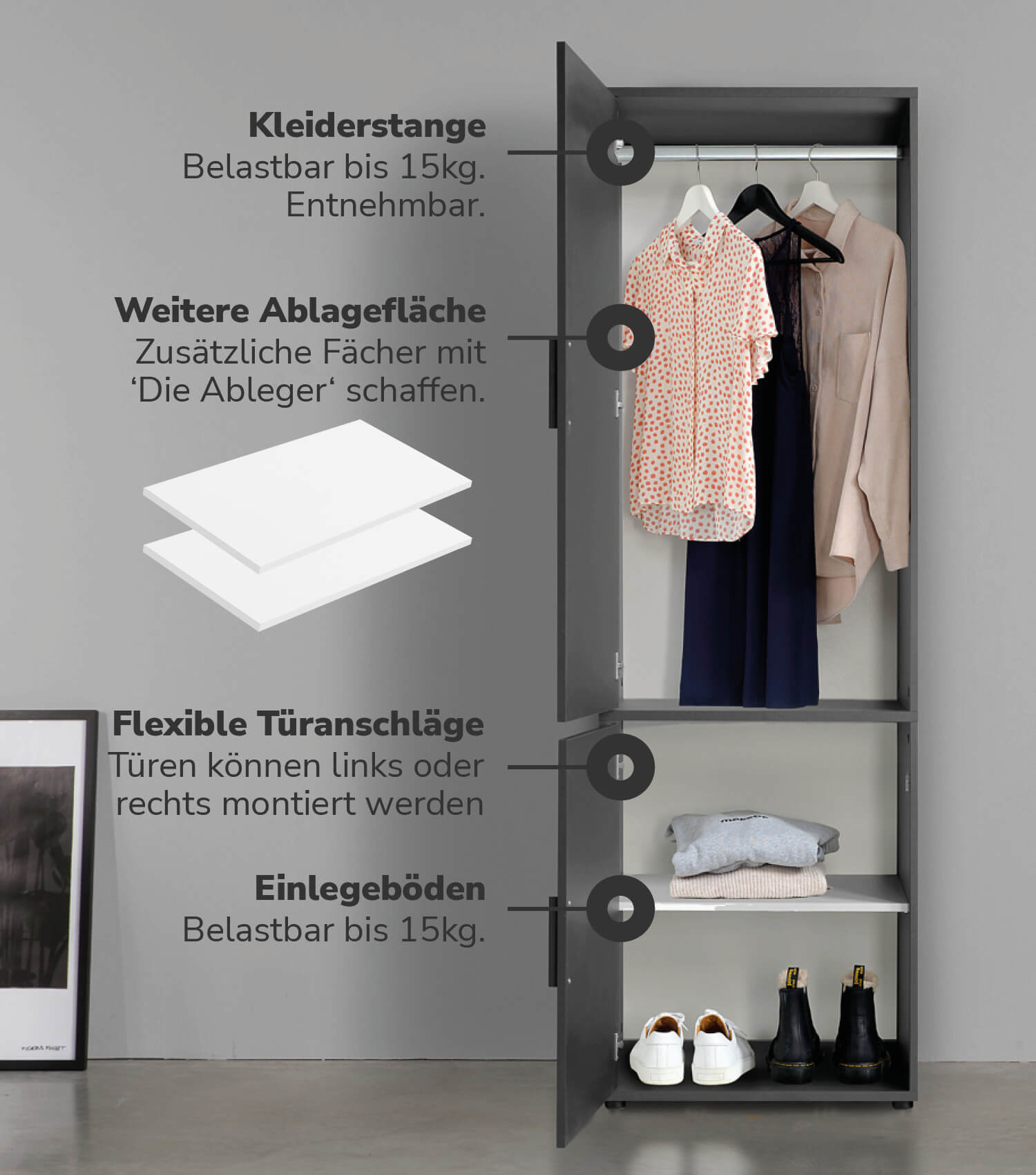 Armoire de rangement chambre et couloir avec portes - Kleiderschrank