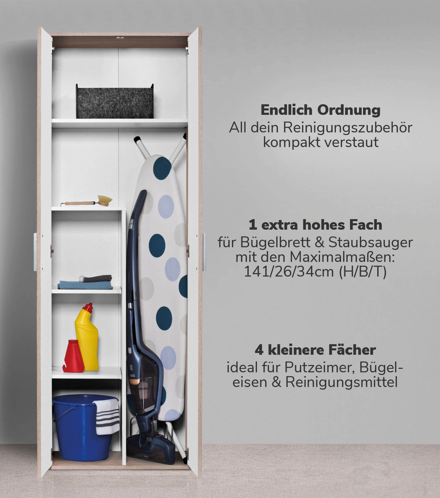 Armoire polyvalente balai placard meuble rangement couloir cuisine