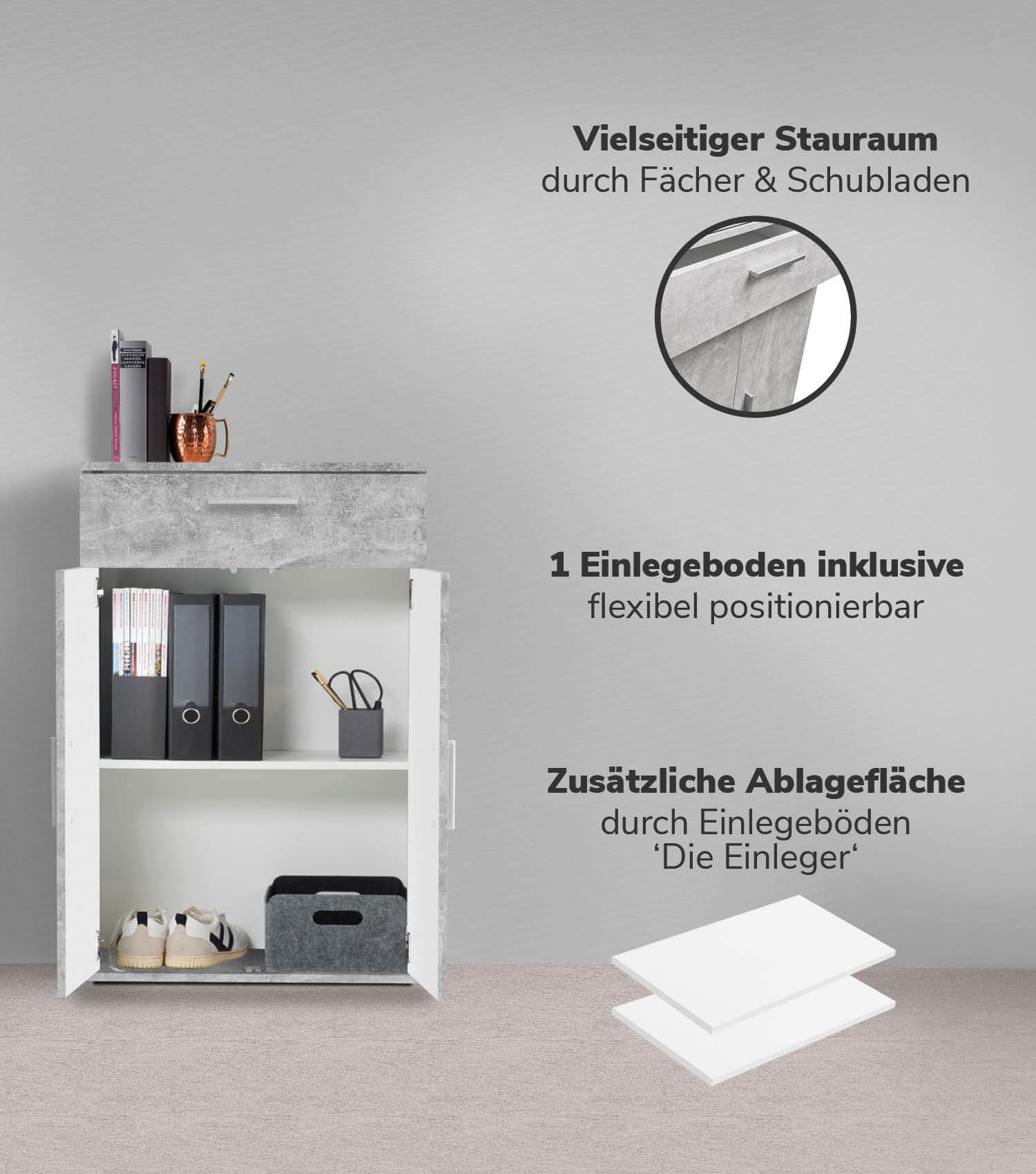Armoire multifonction + tiroirs 'Der Praktische' classeur vestiaire à chaussures
