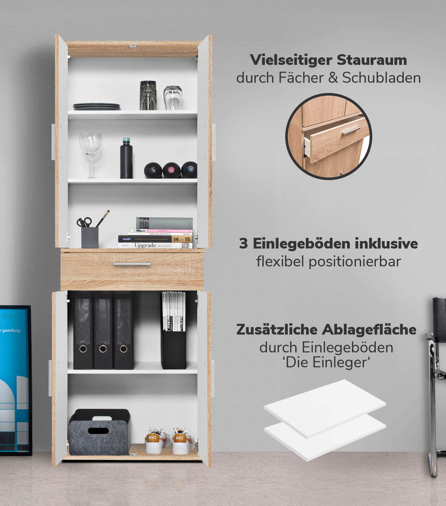 Armoire multifonction avec tiroirs 'Der Praktische' Meuble de rangement Chaussures