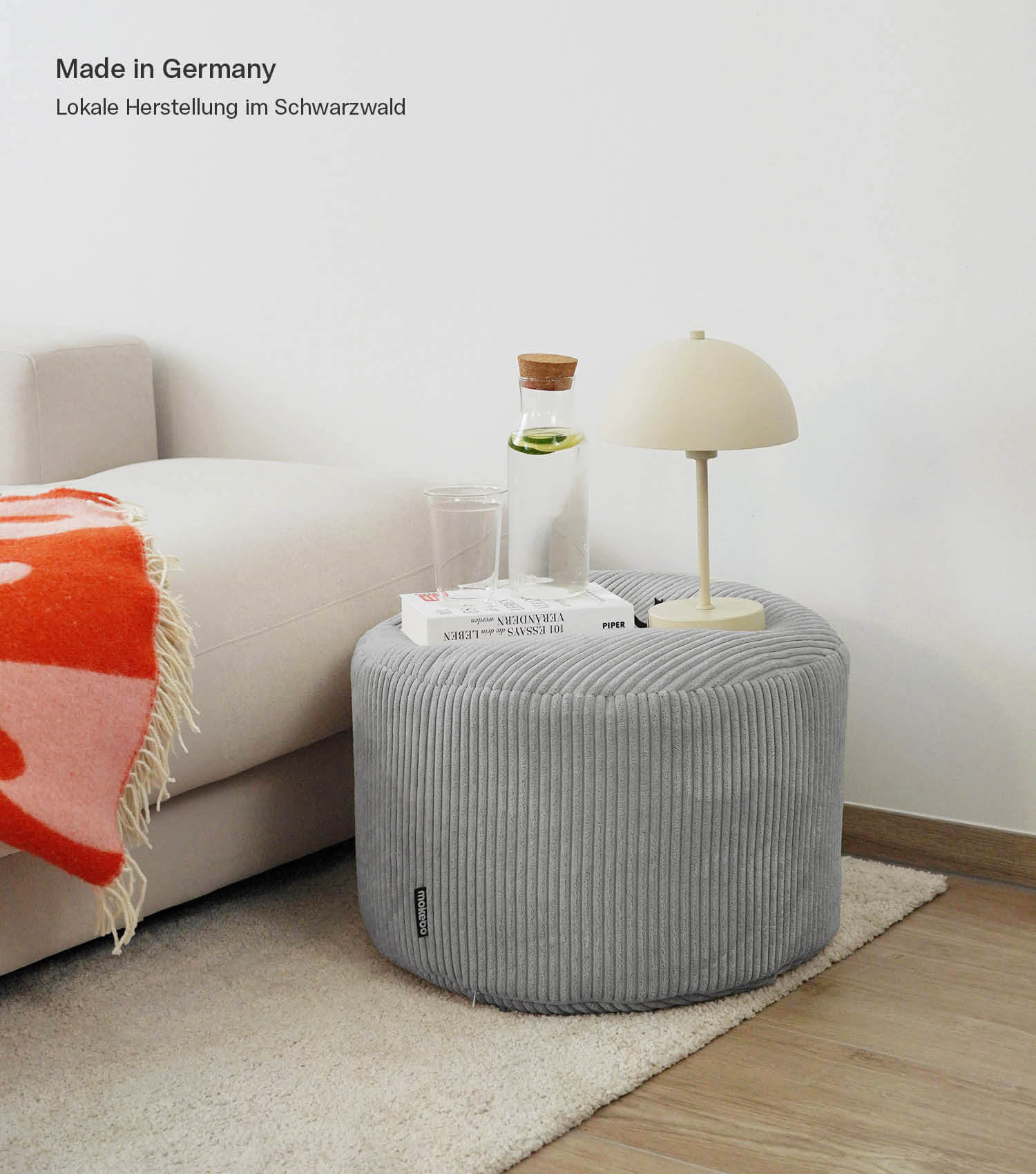 Pouf gris, tabouret de rangement, repose-pieds, table d'appoint