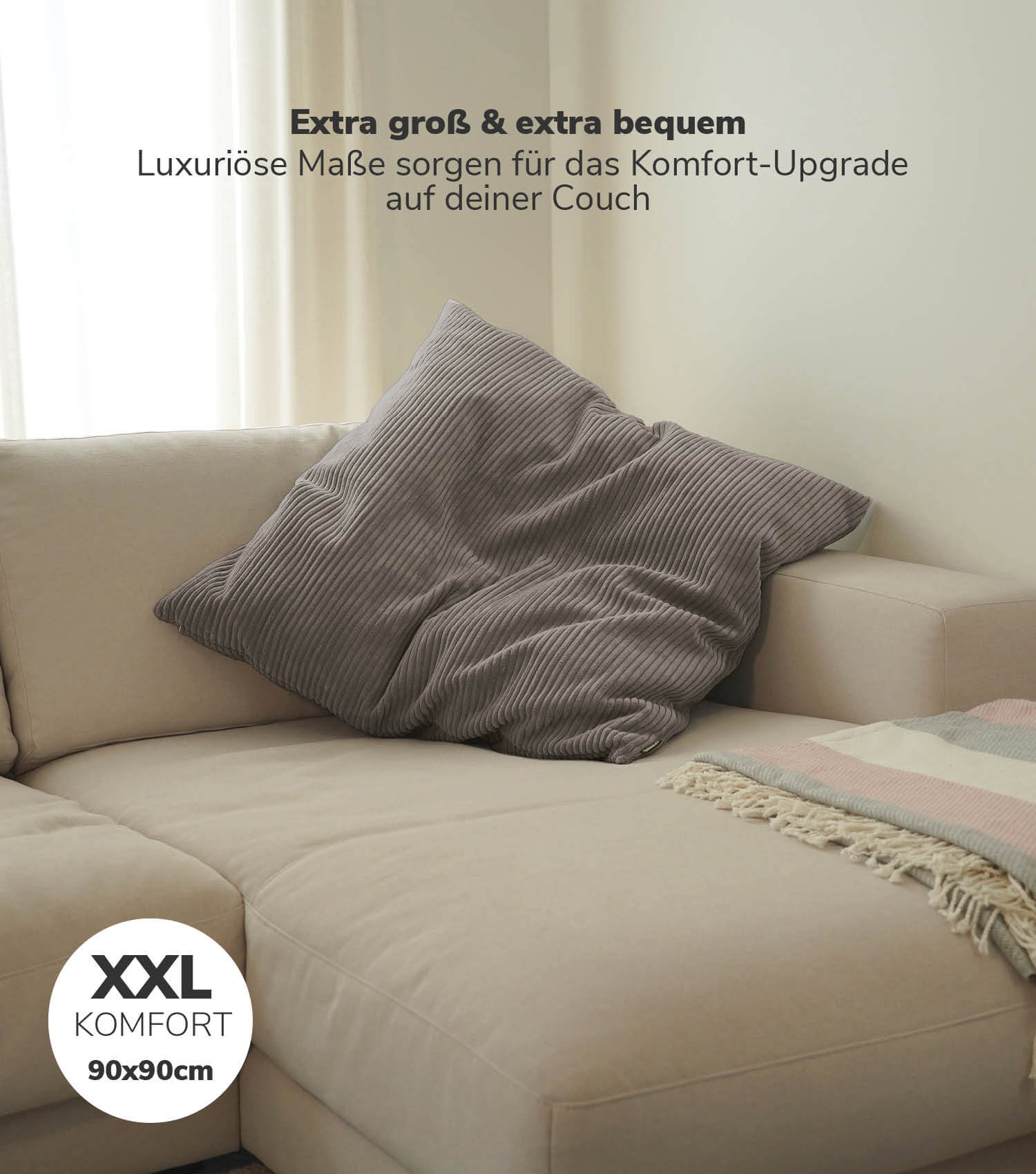 Coussin XXL pour canapé ou lit, grand coussin de dossier