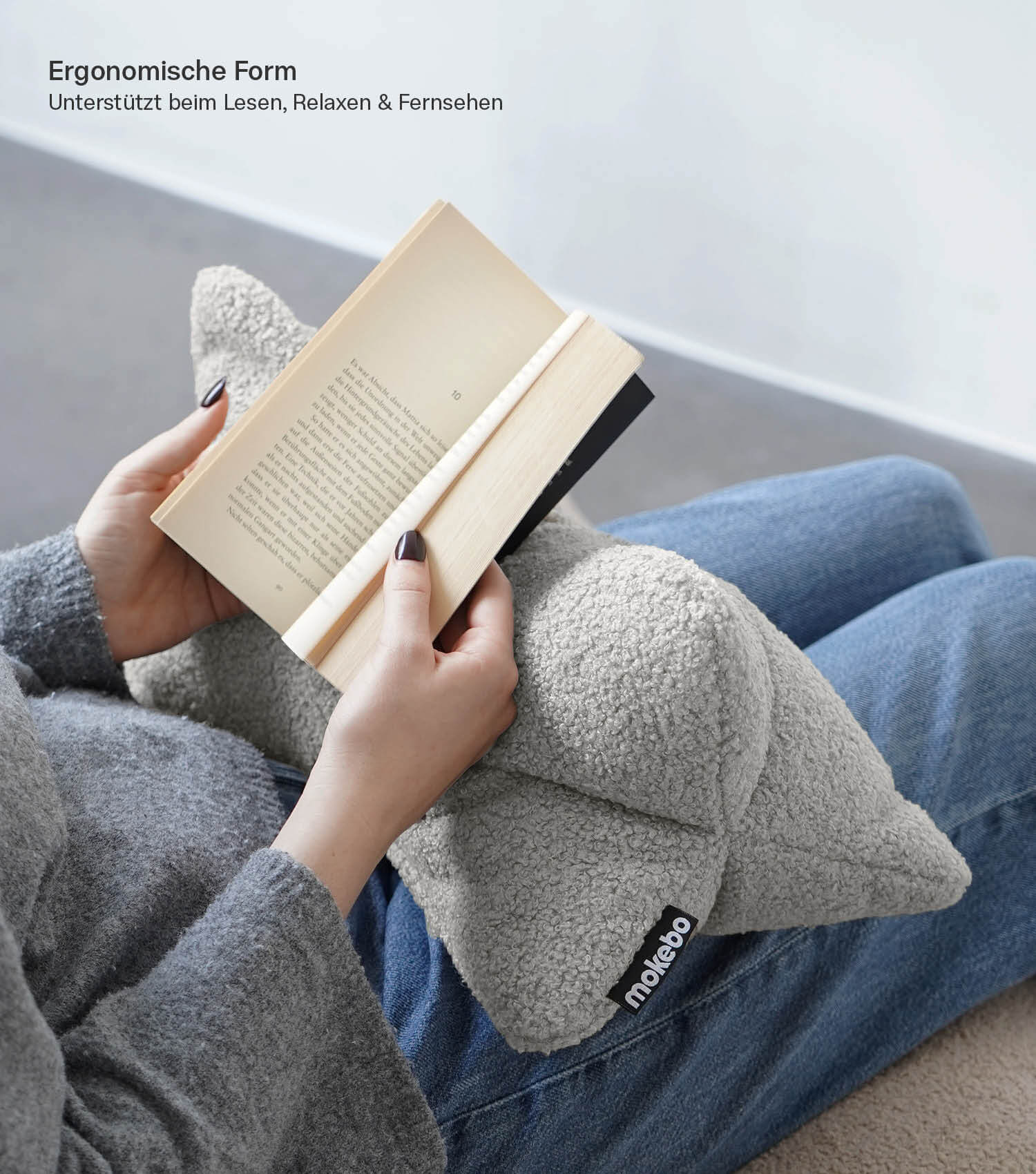Coussin de lecture gris pour le cou et le dos