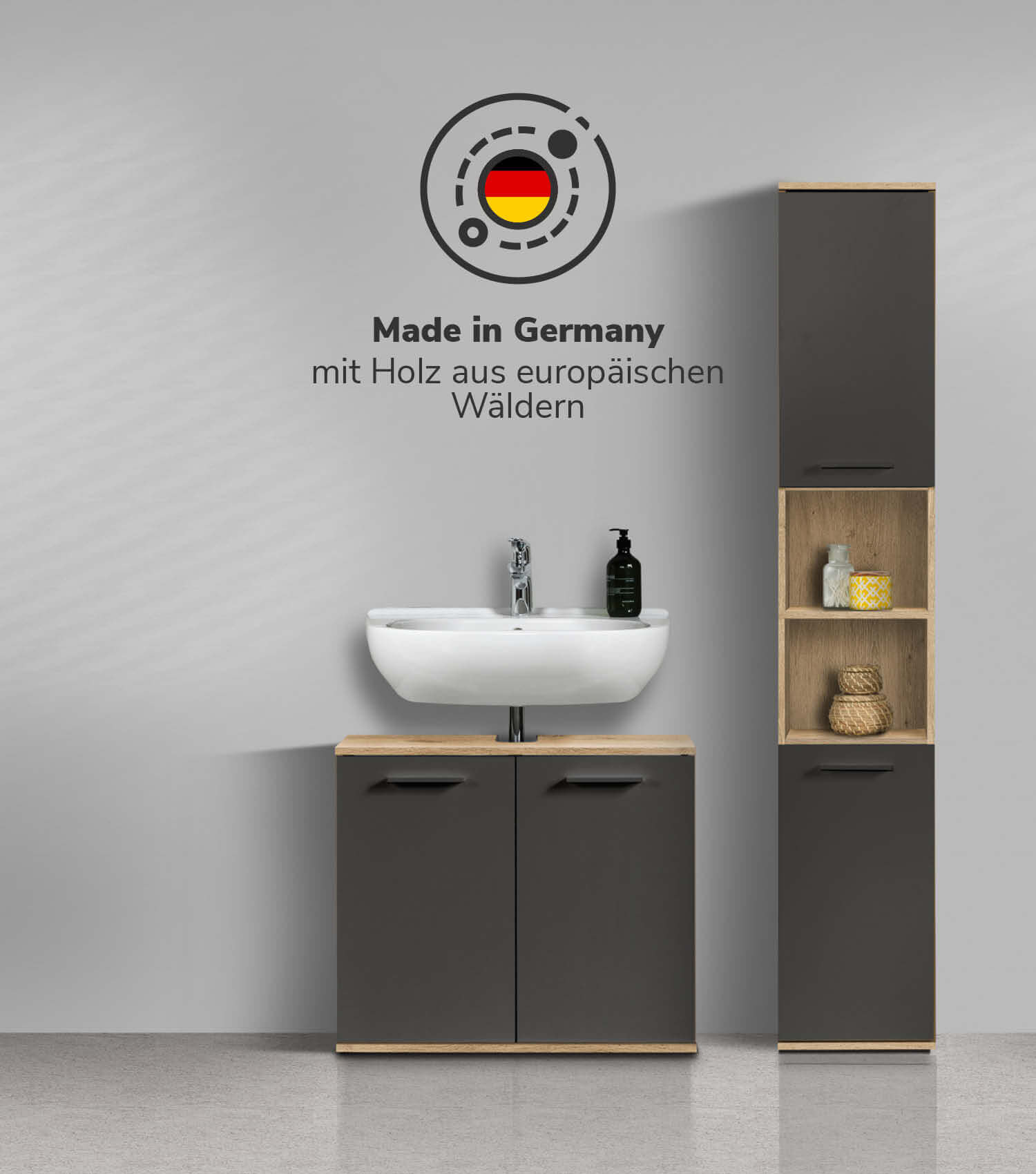 Ensemble de meubles de salle de bain avec armoires de rangement - Badezimmerschränke Schrank Set