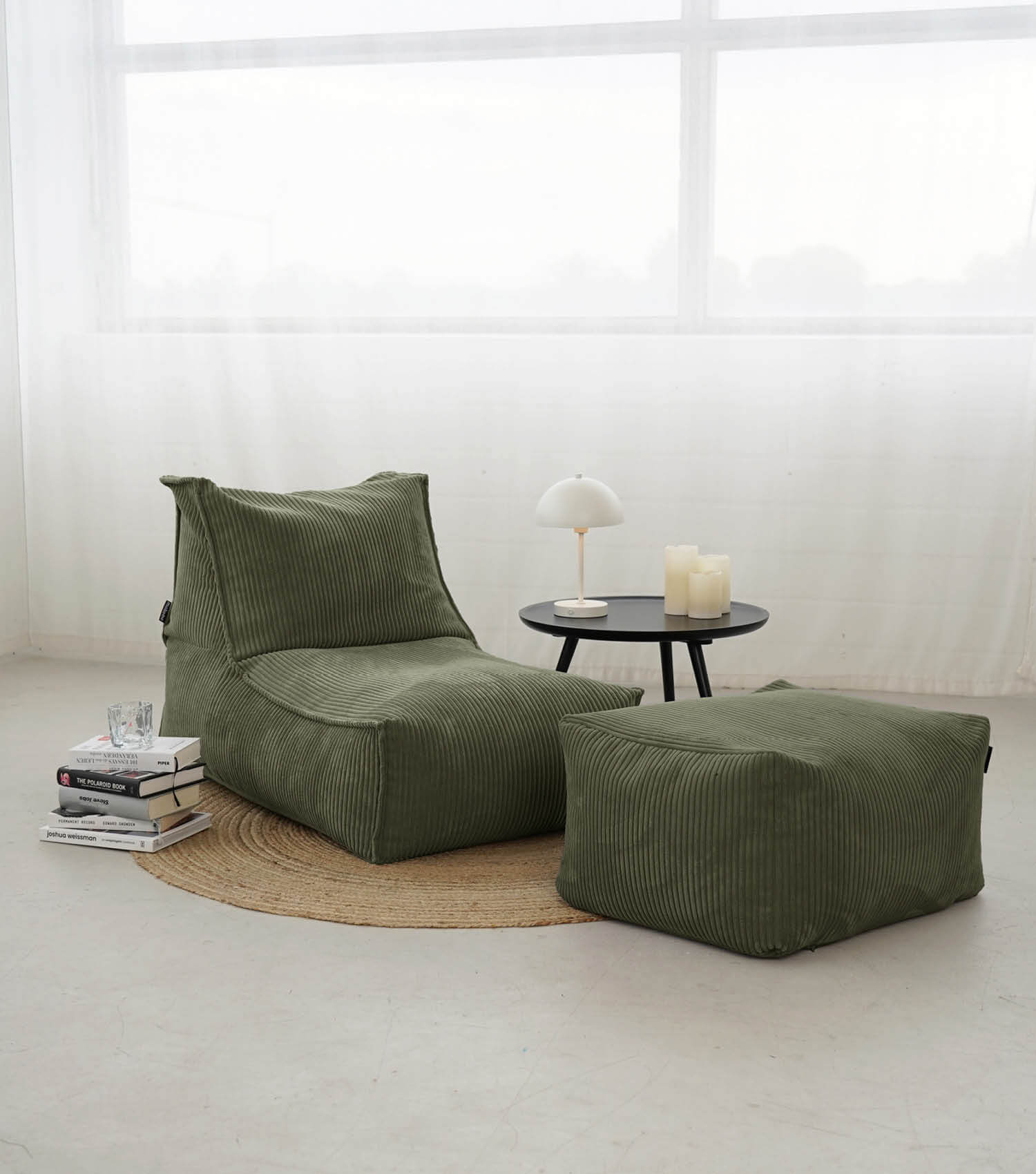 Pouf géant XXL + repose-pieds pour enfants et adultes avec remplissage 'Der Gelassene'