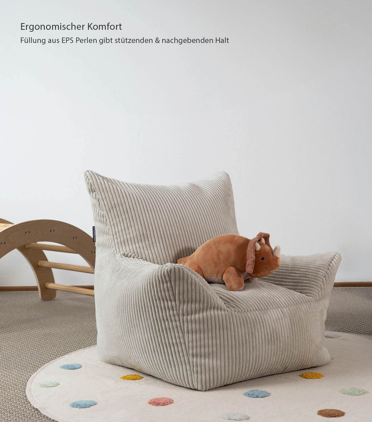 Pouf pour enfants en velours côtelé, fauteuil enfant, siège de lecture, coussin de sol, sac pouf enfant