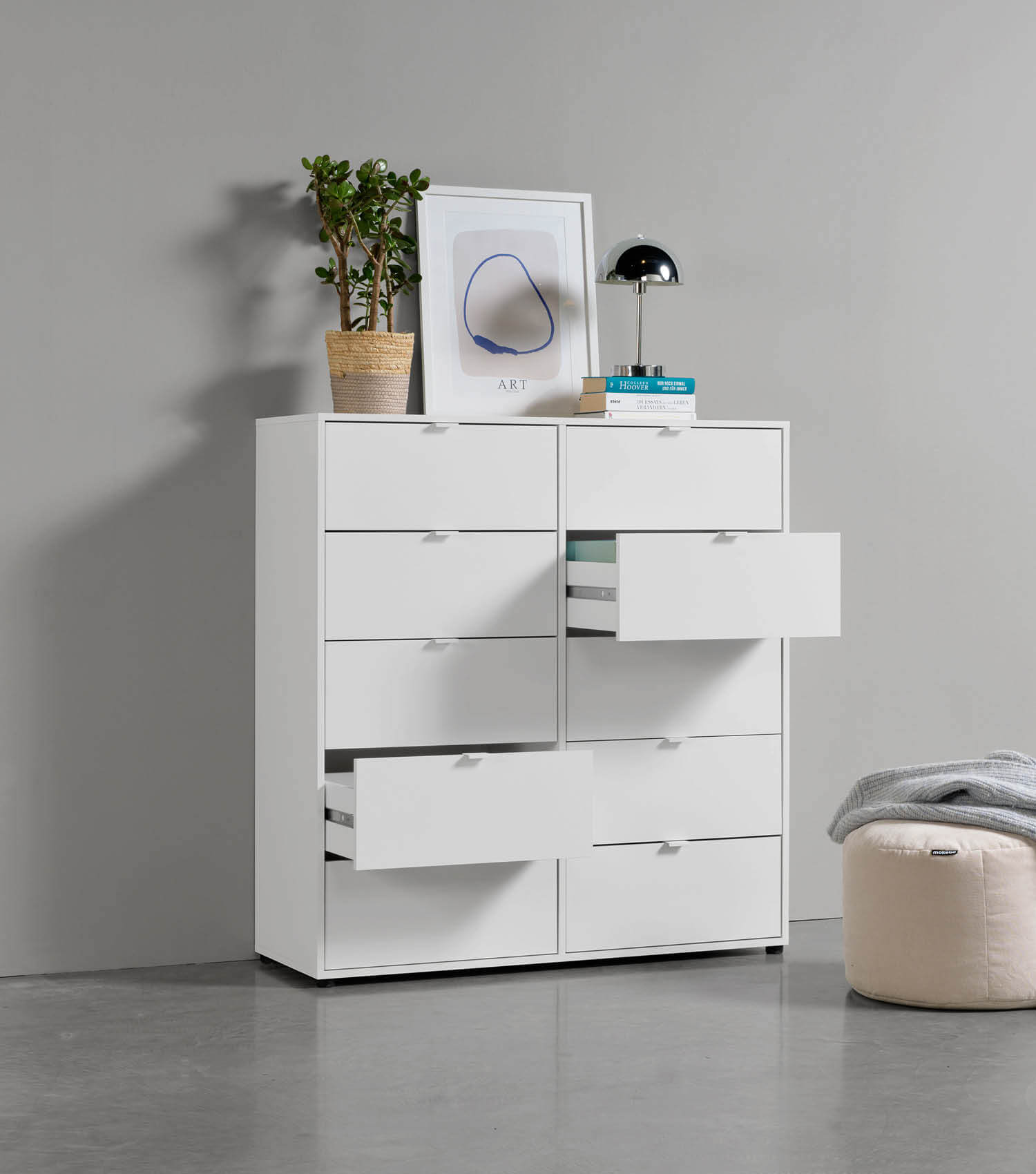 Commode avec tiroirs, buffet, enfilade, table de nuit, meuble haut - mokebo