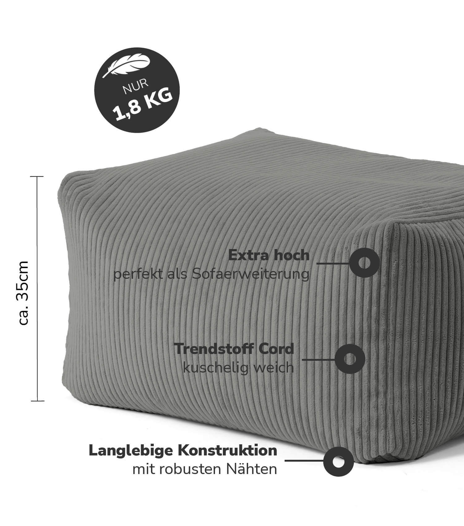 Pouf d'intérieur repose-pieds coussin de sol 'Der Ruhestifter' tabouret carré