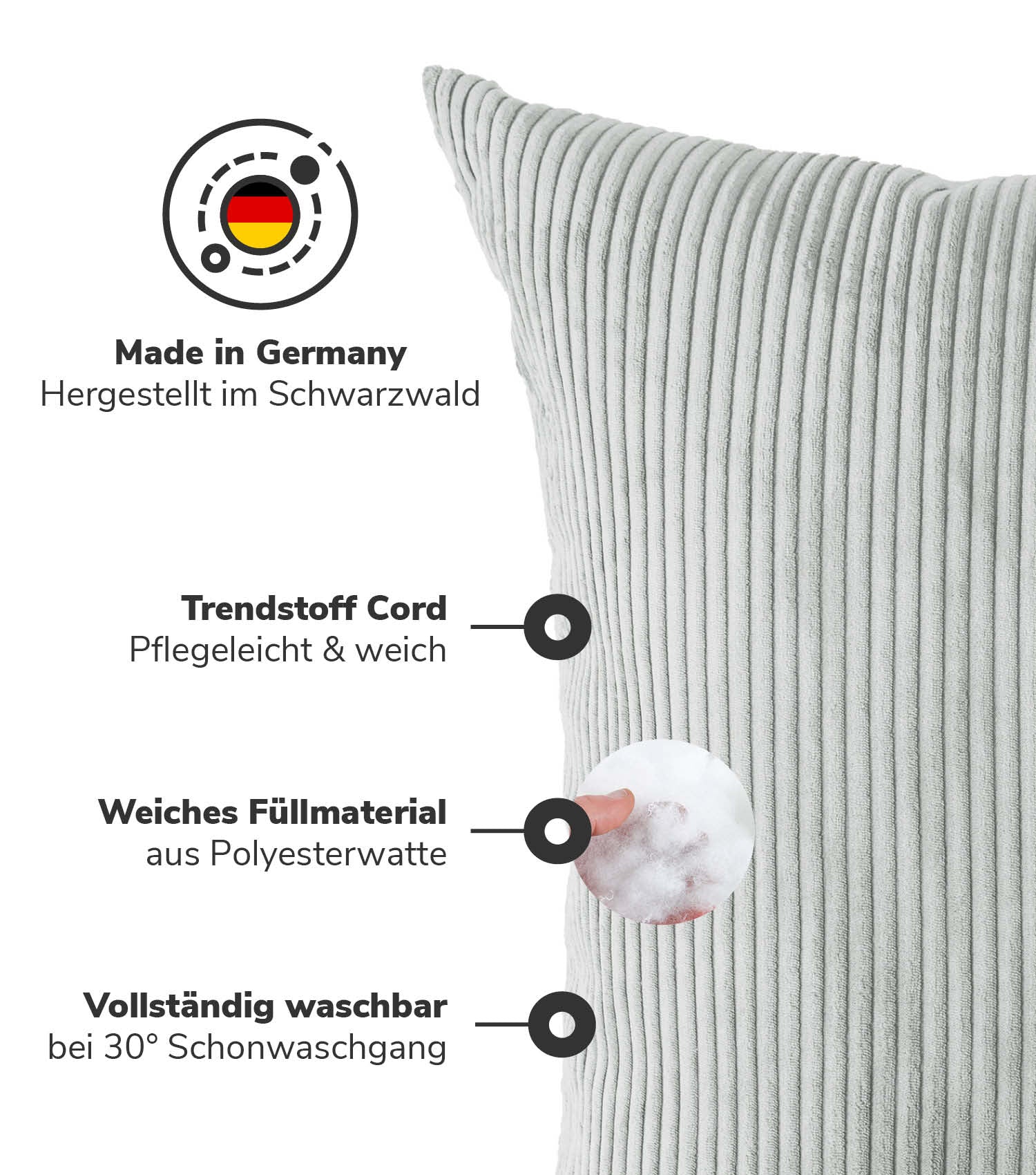 Très grand coussin de sol gris pour canapé et salon
