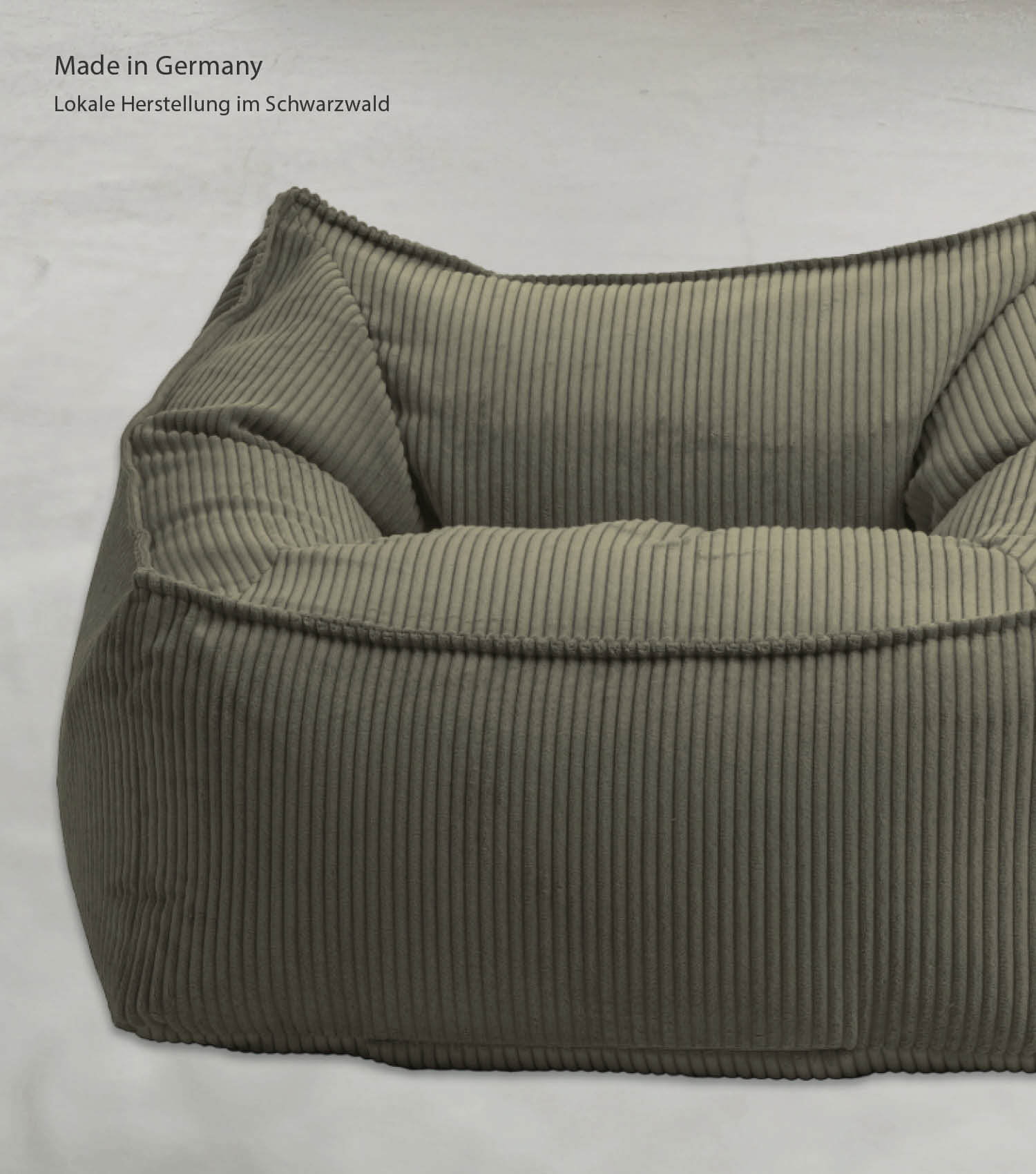 Fauteuil Cord XXL pouf de lecture avec accoudoirs, coloris olive