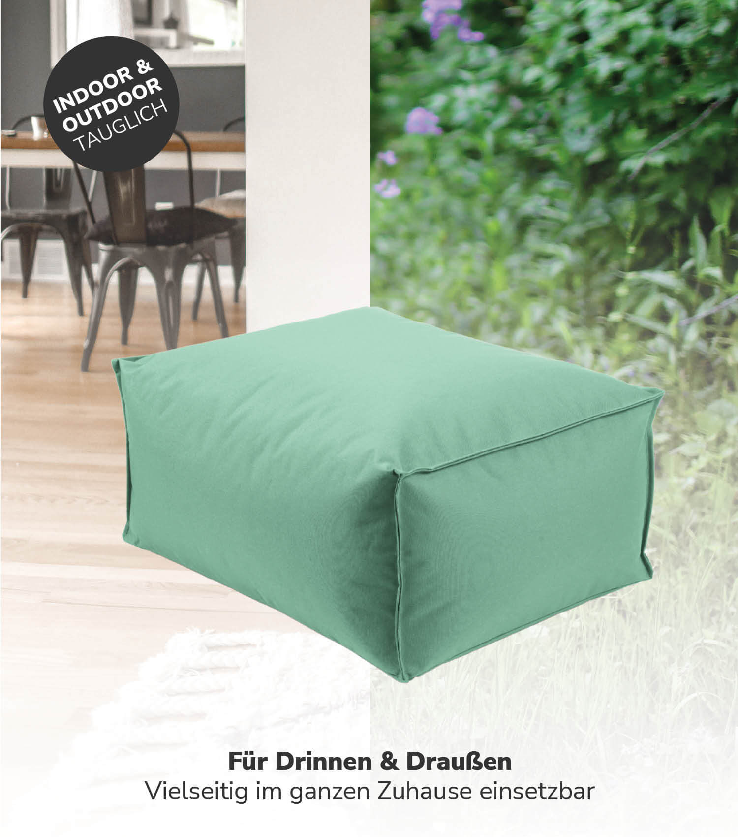 Pouf d'extérieur repose-pieds carré 'Der Ruhepouf' coussin de sol