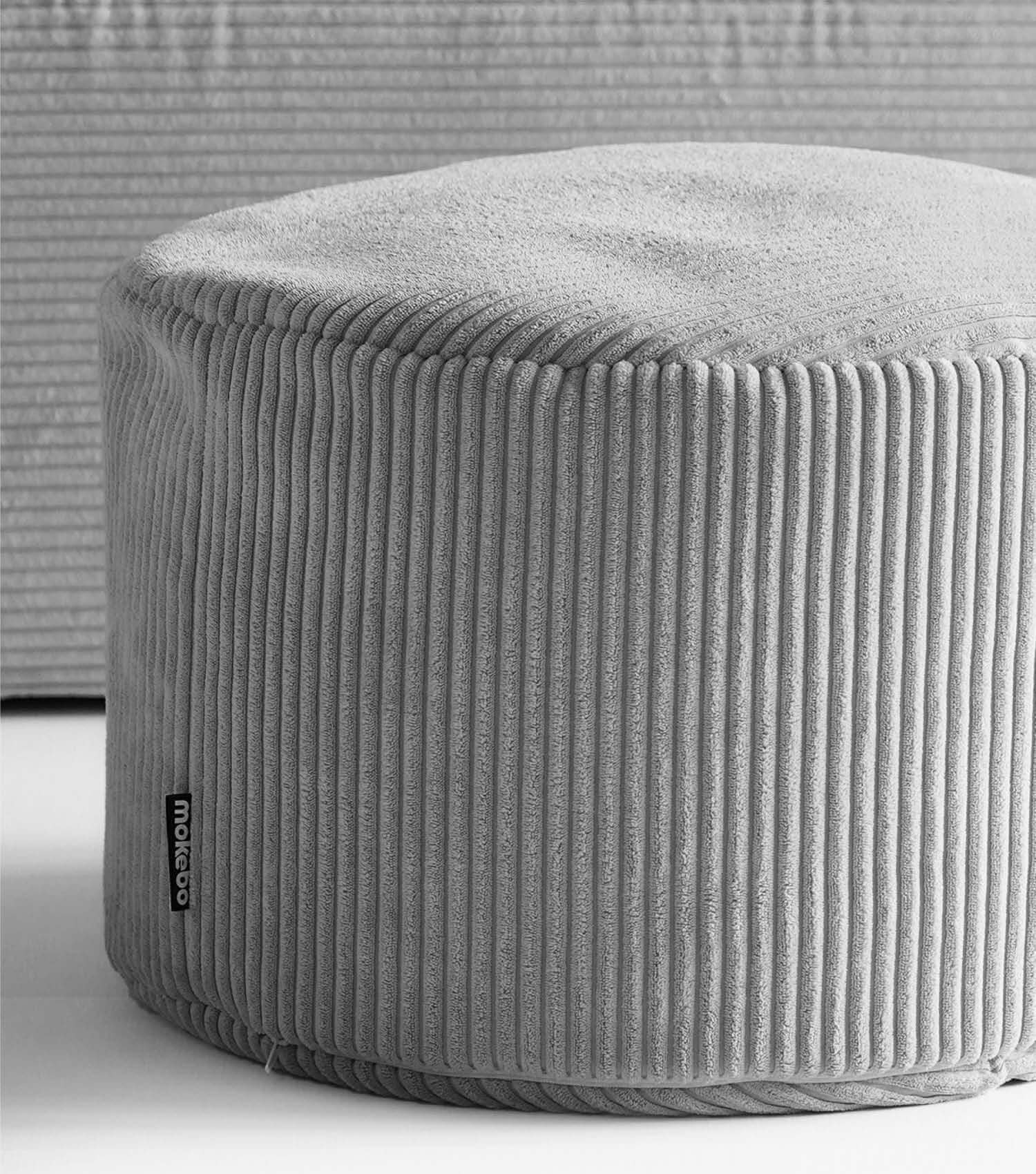 Mokebo® 'Der faule Lenz' pouf intérieur en velours côtelé, tabouret rond 50x30cm