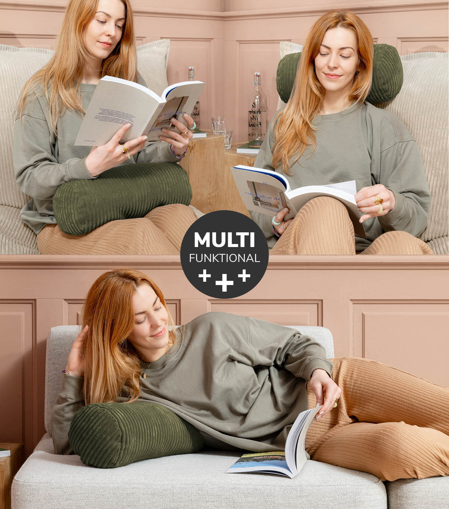 Coussin cervical rouleau de soutien pour la nuque, lecture et lombaires - sku_PI8Poso-046oliv
