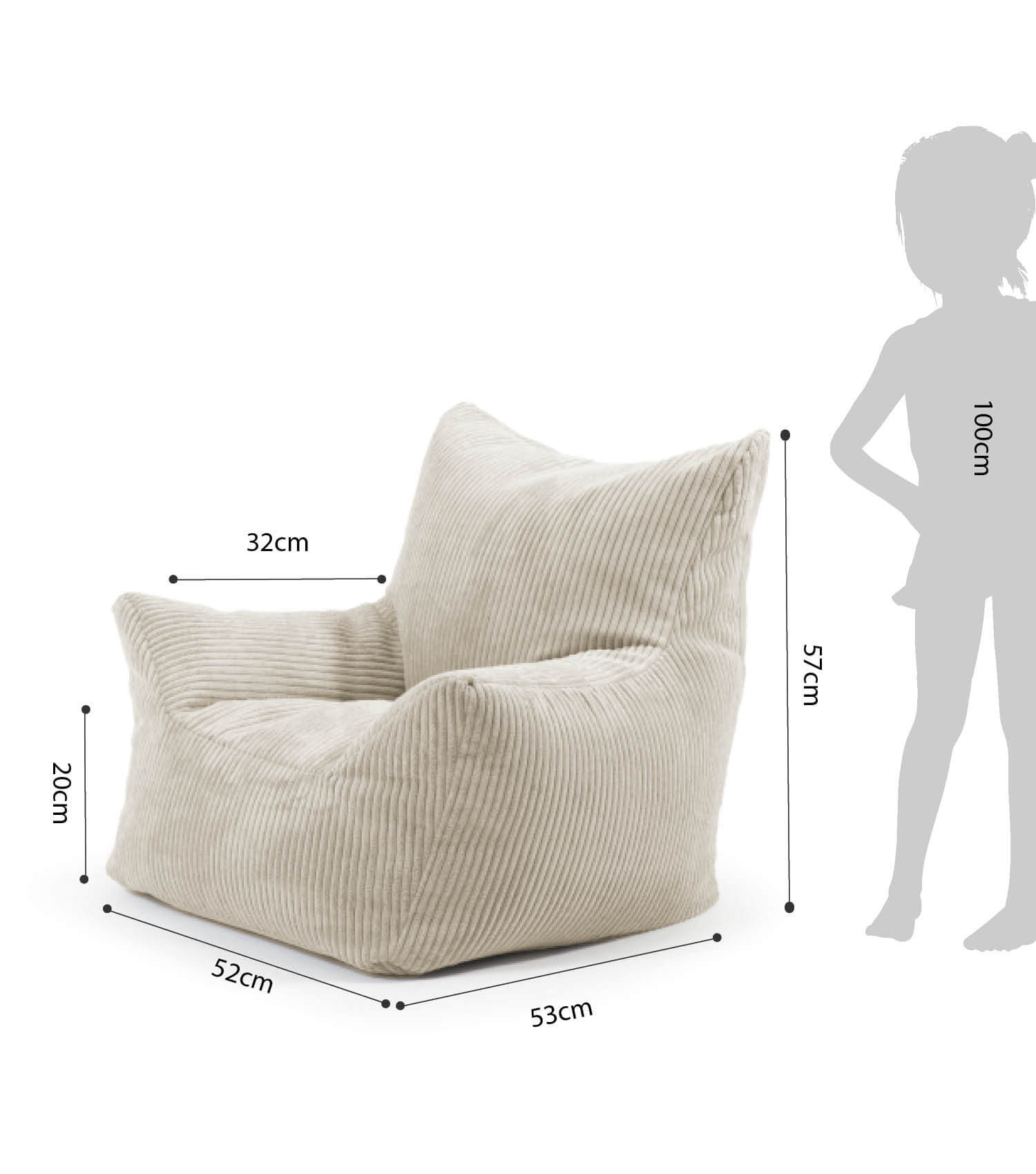 Pouf pour enfants en velours côtelé, fauteuil enfant, siège de lecture, coussin de sol, sac pouf enfant