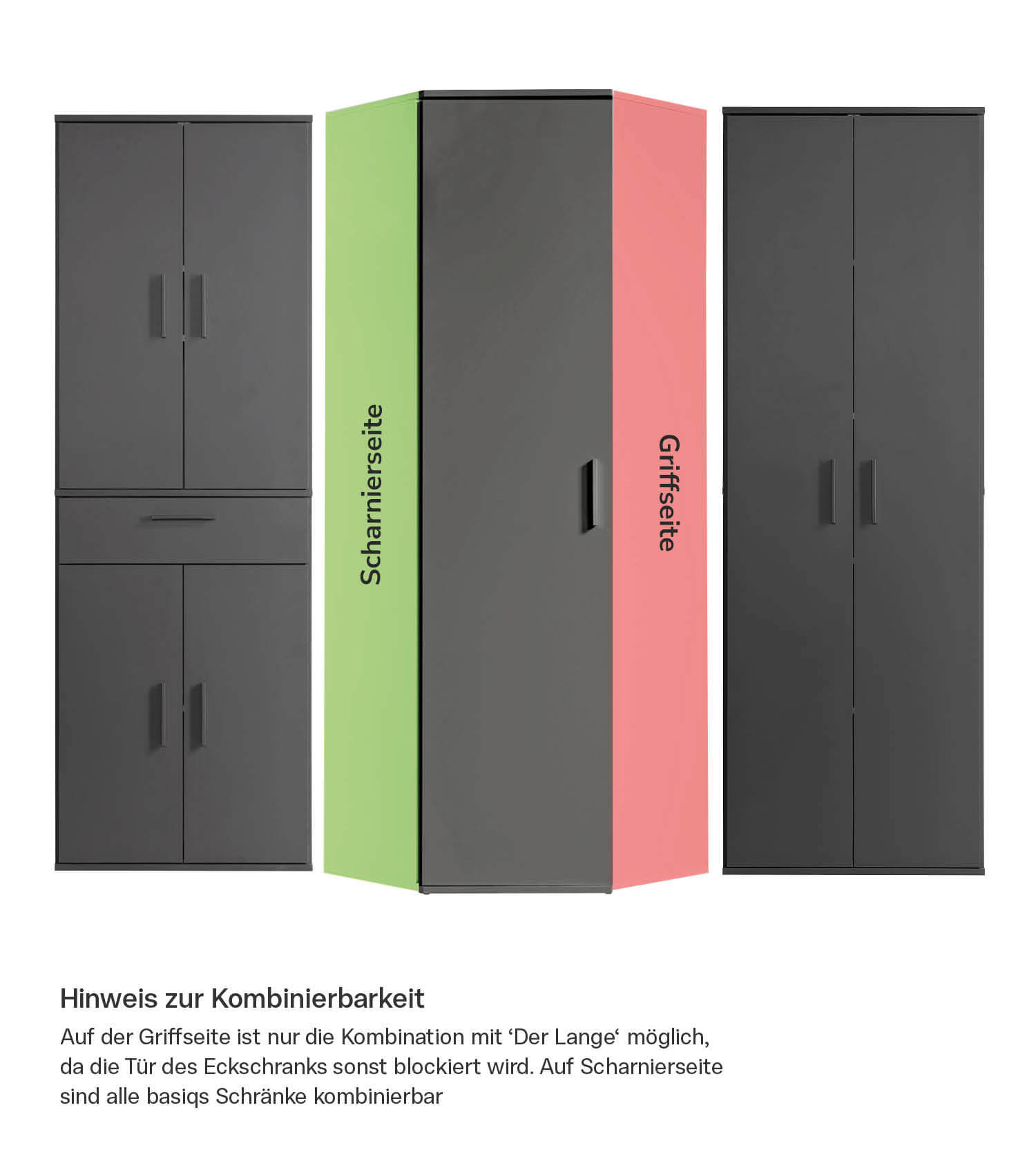 Armoire d'angle 'Der Lange' aussi utilisable comme meuble de rangement ou classeur