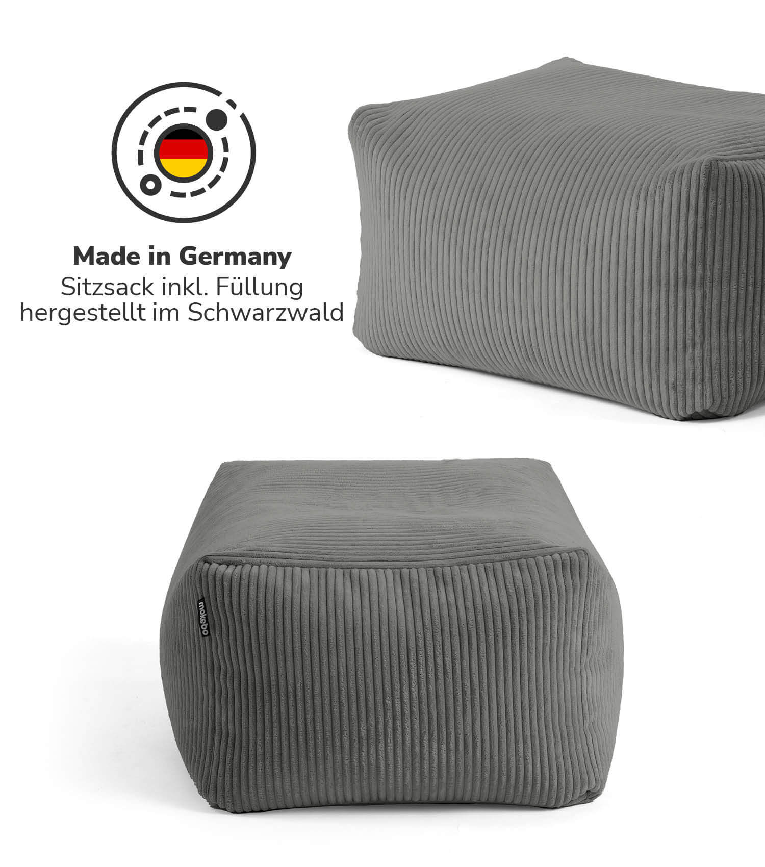 Pouf d'intérieur repose-pieds coussin de sol 'Der Ruhestifter' tabouret carré