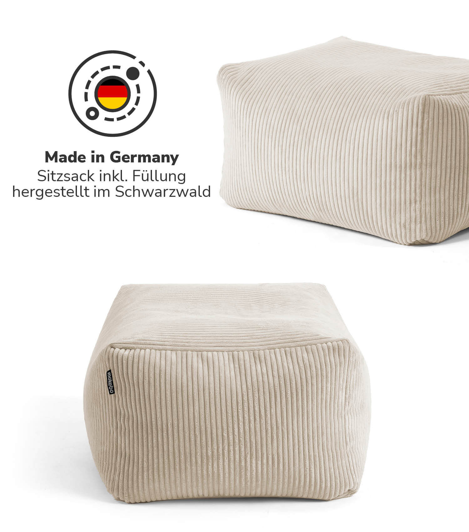 Pouf d'intérieur tabouret assise coussin de sol 'Der Ruhestifter' repose-pieds carré