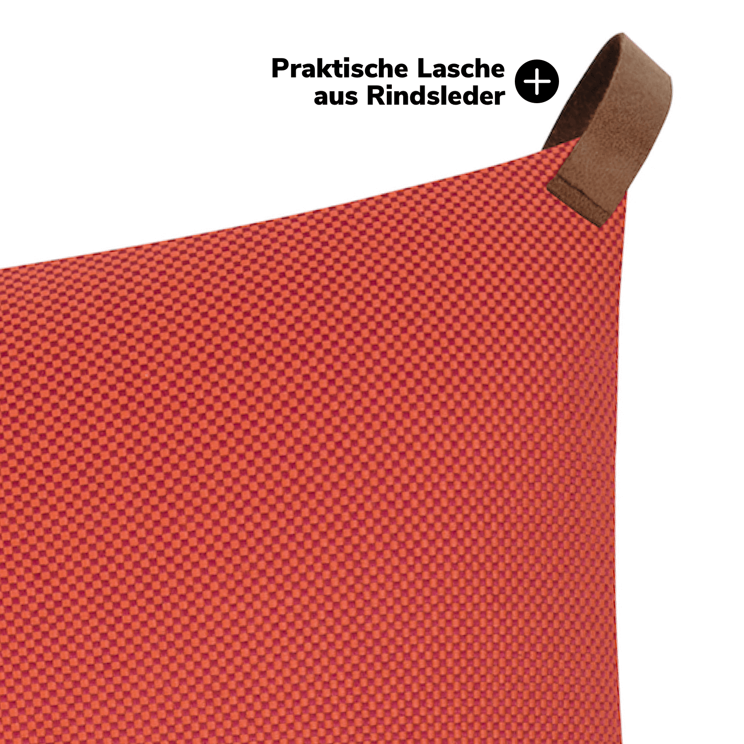 Housse de coussin d'extérieur ‘Das Sonnenplätzchen’ avec boucle en cuir 50x50