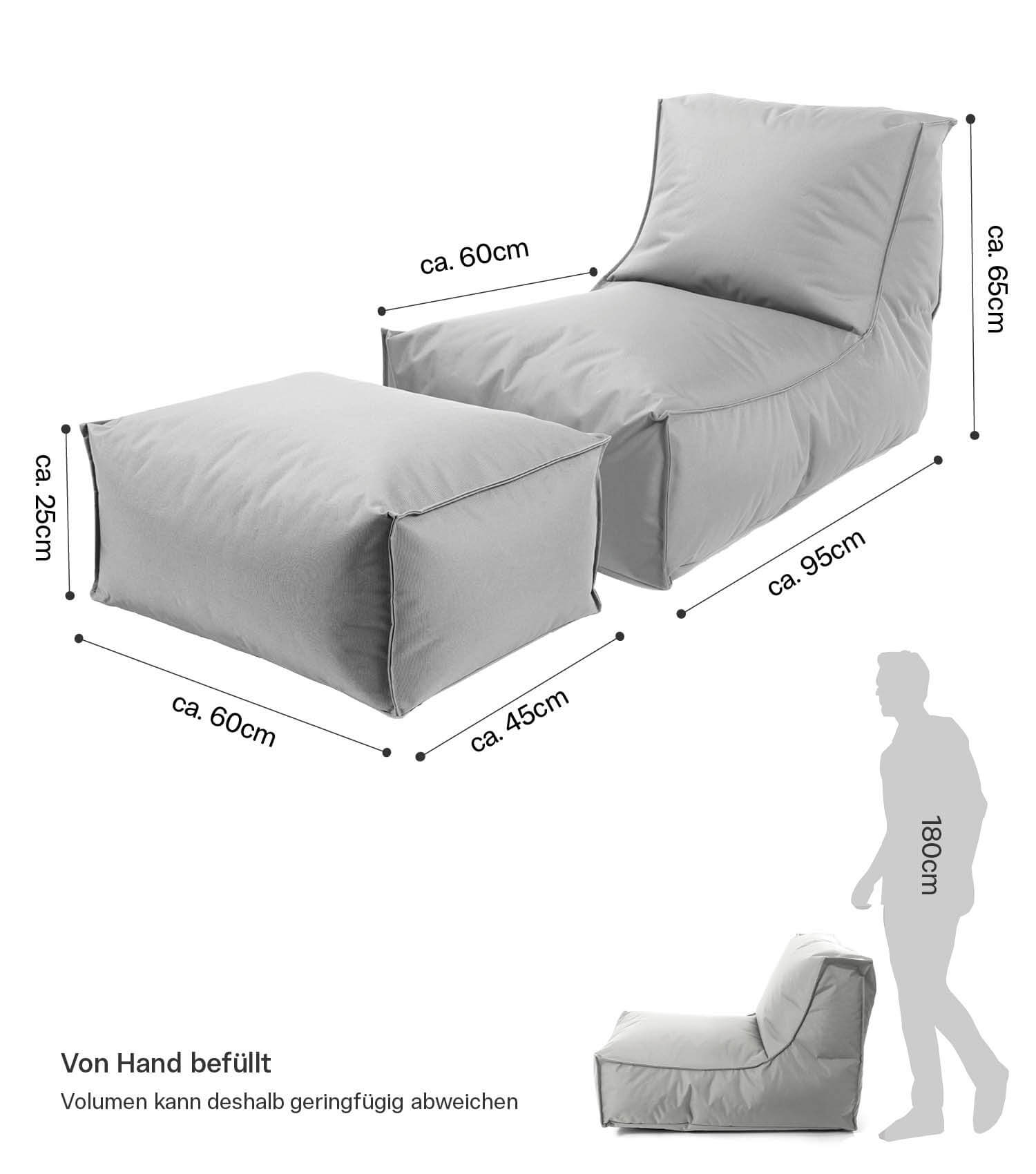 Pouf de sol gris Bean Bag, repose-pieds et siège confortable