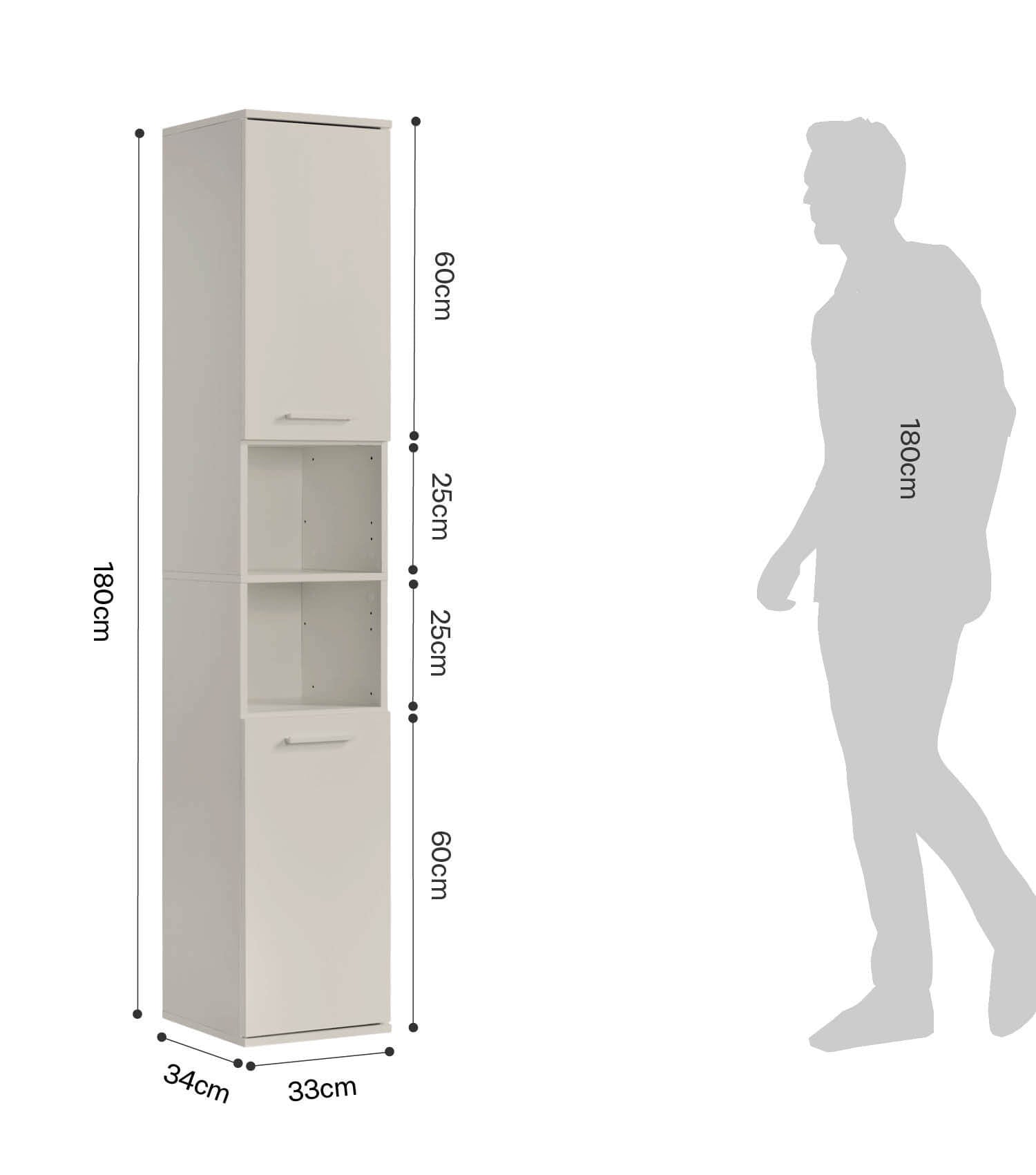 Armoire de salle de bain haute, meuble rangement salle de bain