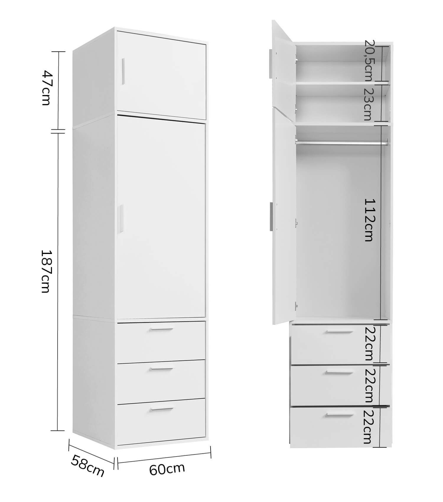 Armoire penderie chambre à coucher, meuble de rangement