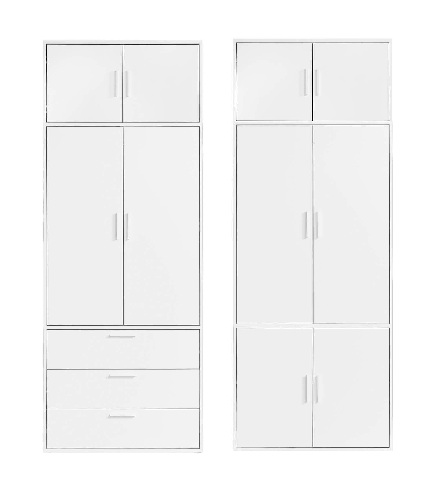 Dessus d'armoire blanc avec 2 portes pour rangement supplémentaire