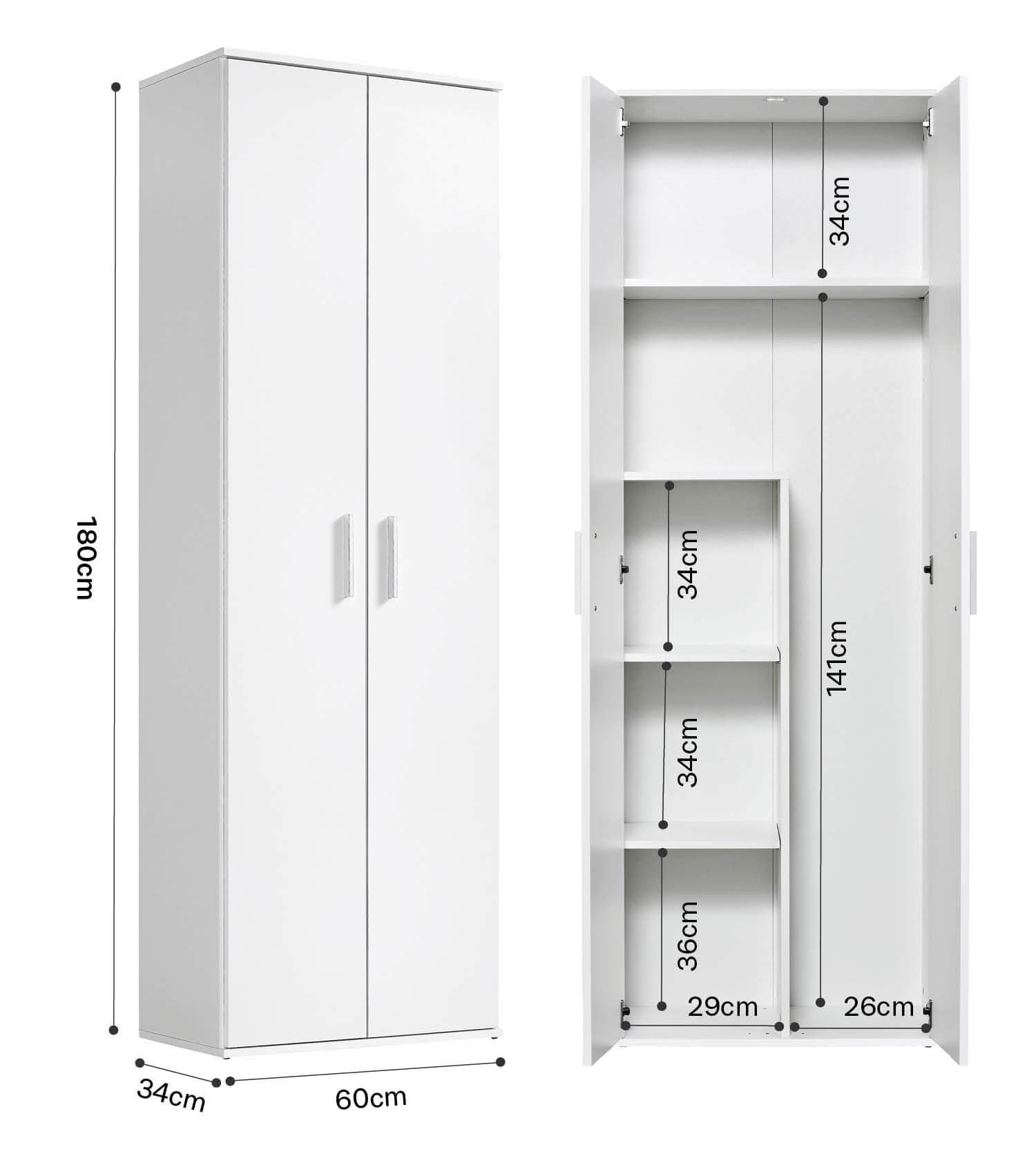 Armoire multifonction, placard à balais, rangement polyvalent, placard d'entrée, placard de cuisine