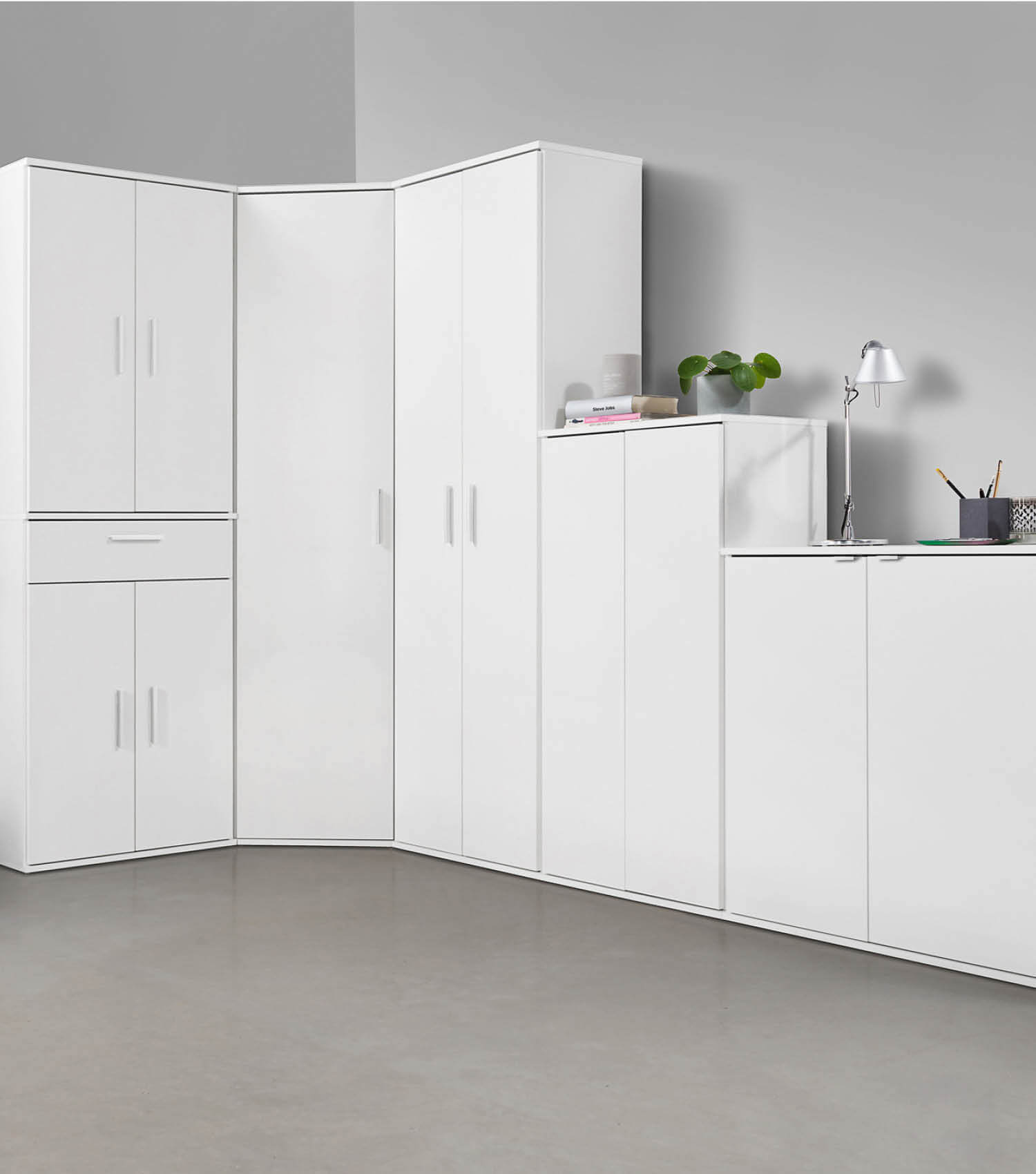 Ensemble armoire polyvalente, paroi de rangement, armoires de bureau, armoires polyvalentes