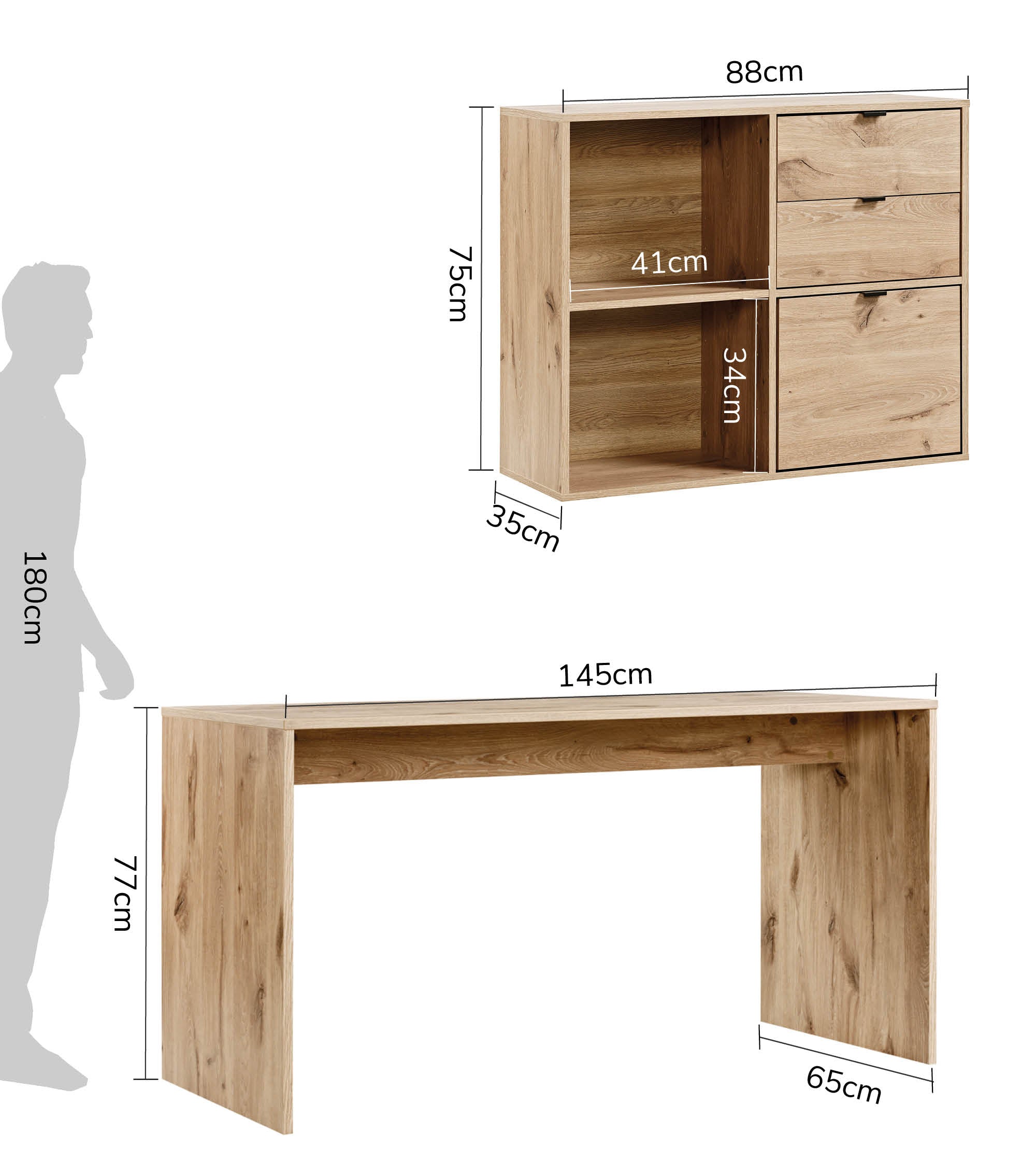Bureau d'angle avec plateau en bois, design moderne mokebo