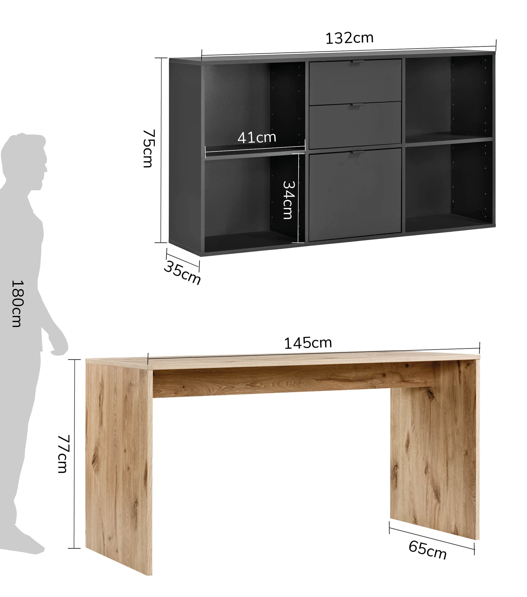 Bureau d'angle pour enfant avec plateau en bois naturel