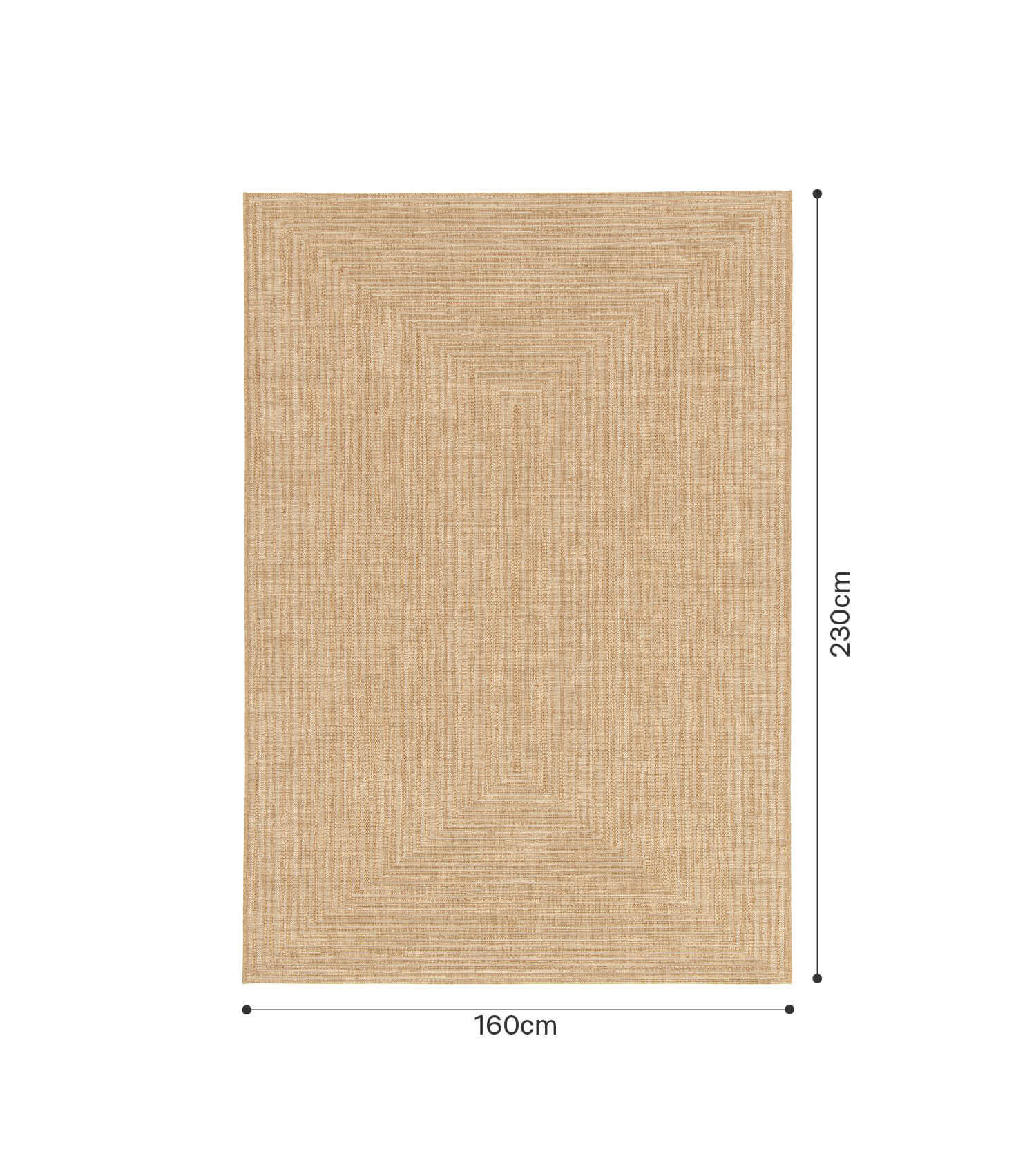 Tapis de couloir résistant aux intempéries ou tapis de salon, 160 x 230 cm, naturel