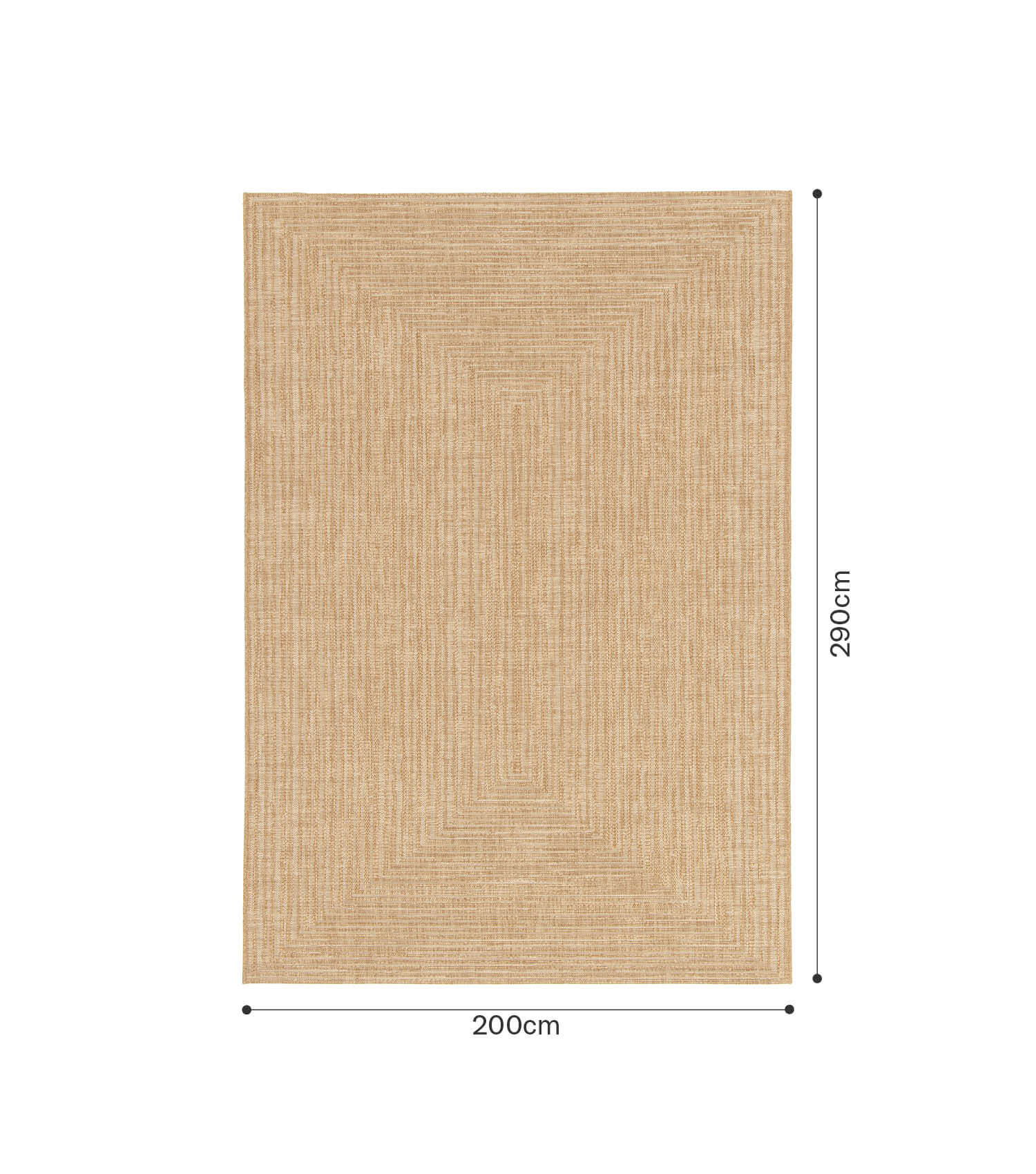 Tapis d'extérieur résistant aux intempéries ou tapis de salon, couleur naturelle, dimensions 200x290 cm