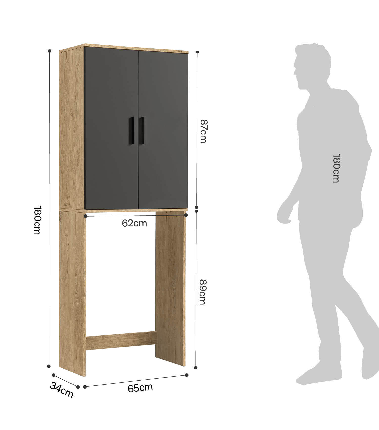Meuble pour lave-linge, armoire suspendue, étagère au-dessus des toilettes, meuble de rangement salle de bain Überbau