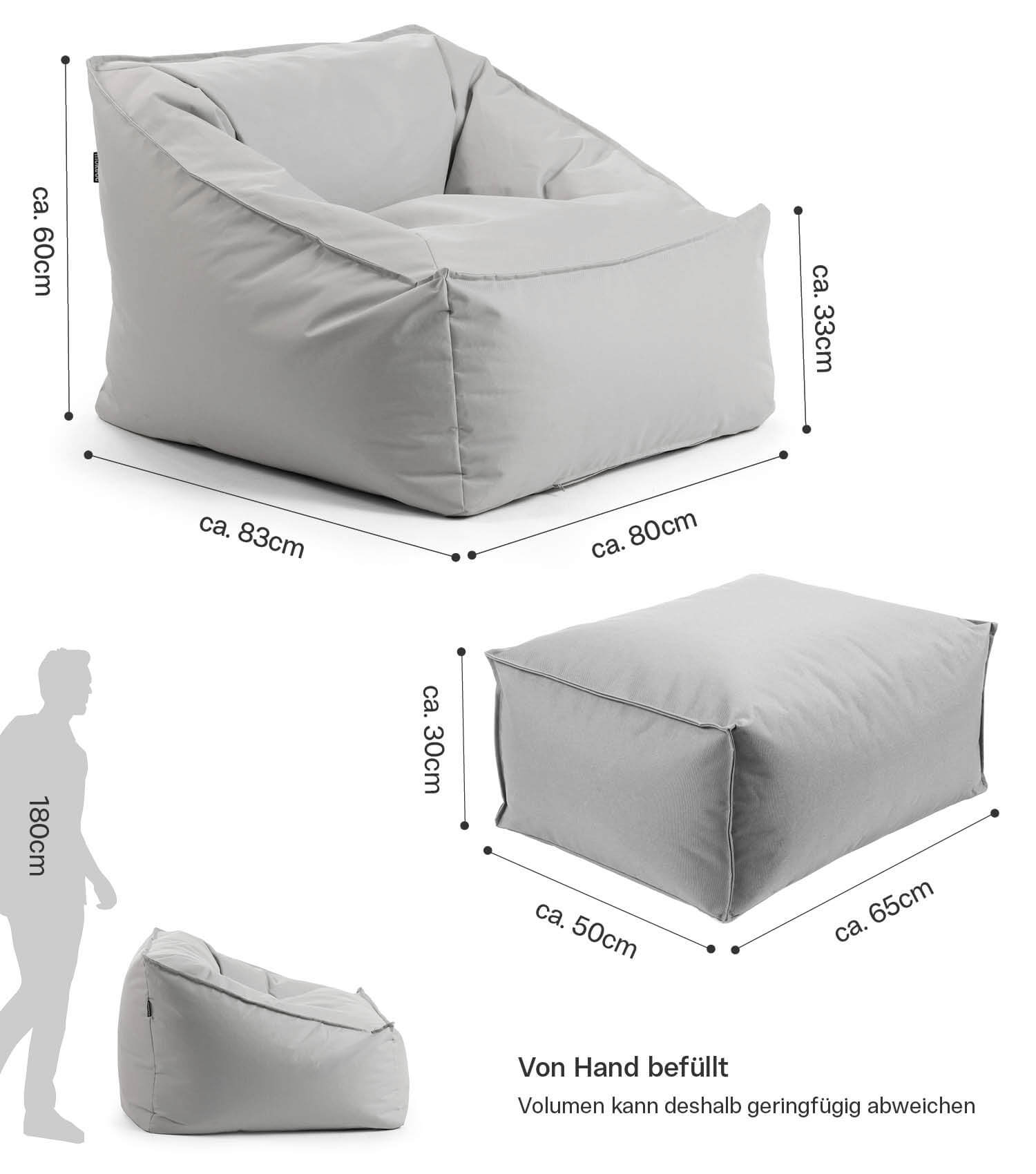 Pouf de sol gris Brava, coussin de relaxation et repose-pieds
