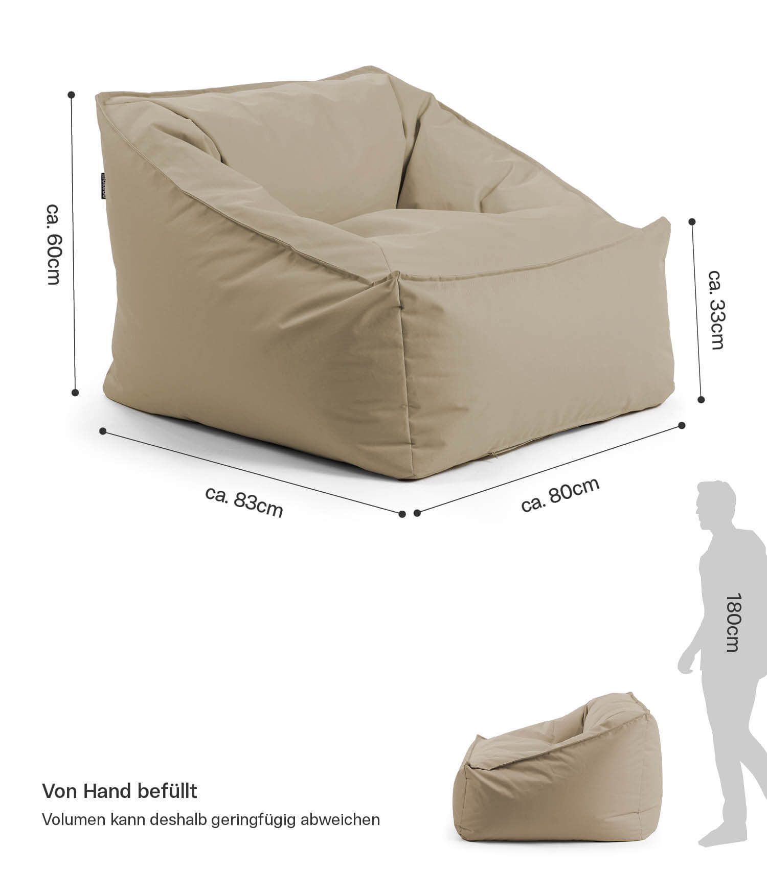 Pouf de sol rembourré Bean Bag, siège relaxant mokebo