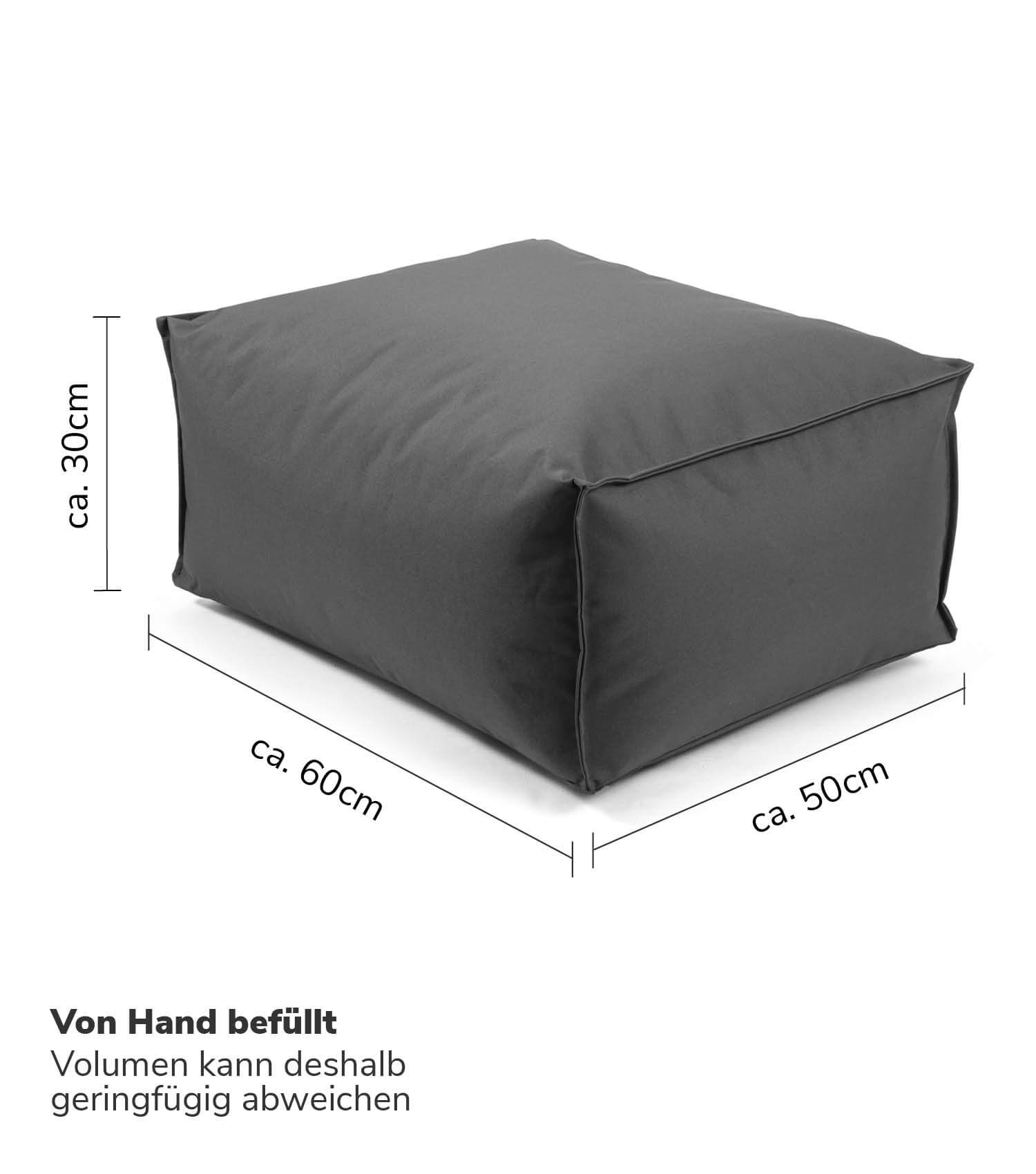 Pouf d'extérieur, repose-pieds carré anthracite 'Der Ruhepouf' coussin de sol