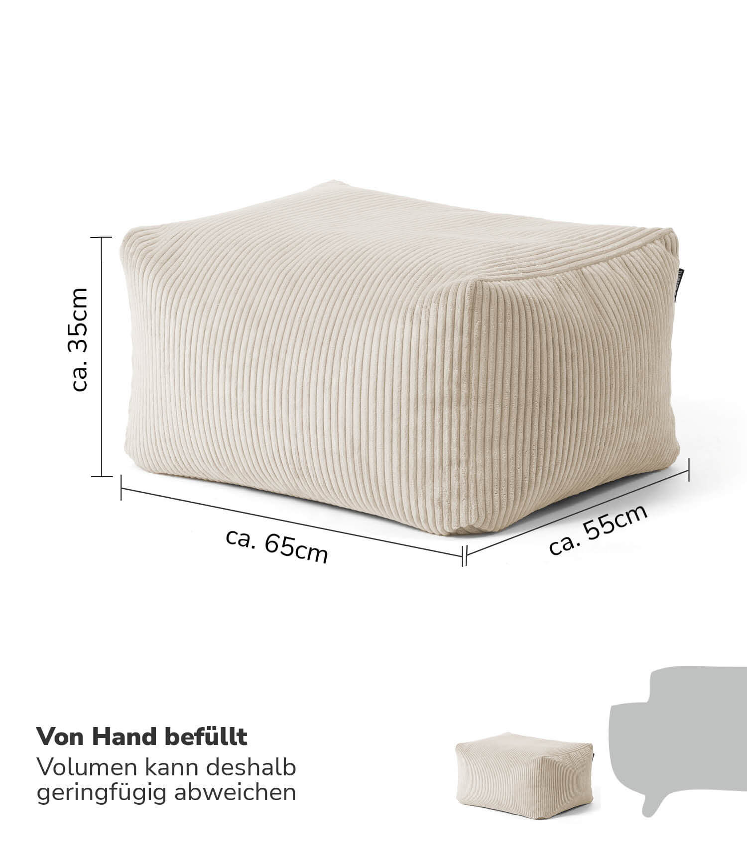 Pouf de sol relaxant bean bag en tissu naturel