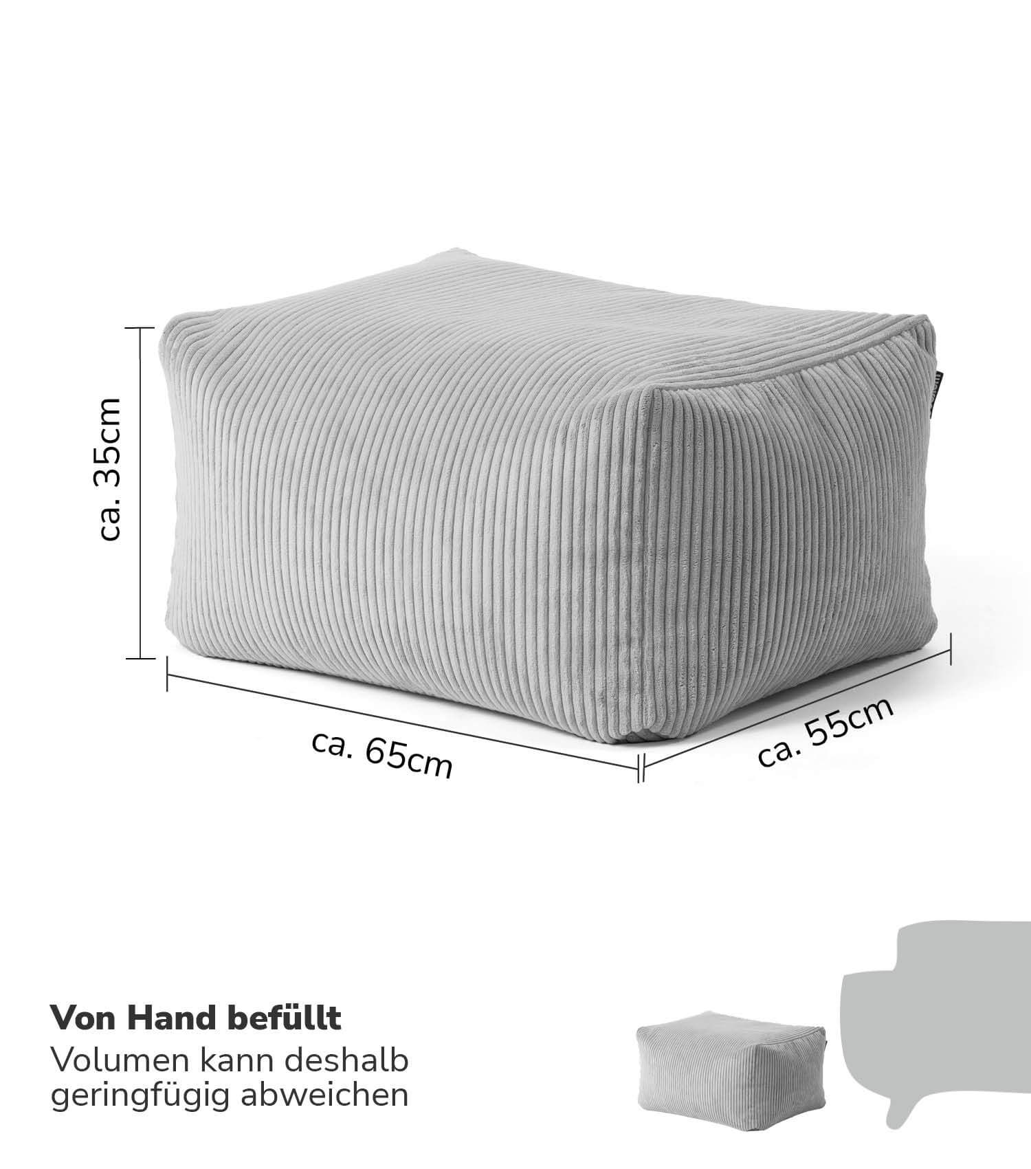 Pouf d'intérieur carré gris tabouret assise coussin sol 'Der Ruhestifter' repose-pieds