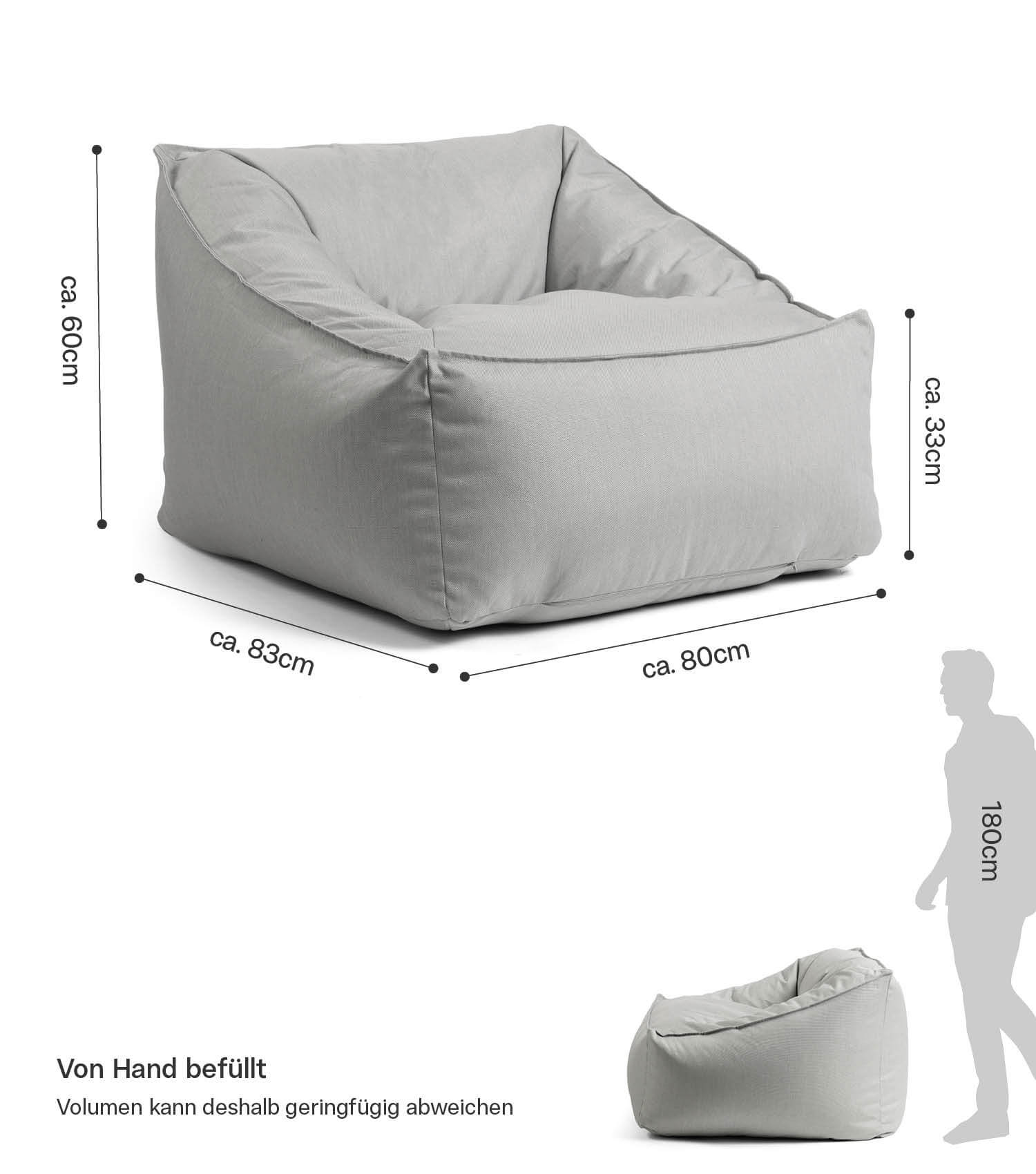 Pouf de sol gris clair Talea Bean Bag, grand coussin de détente