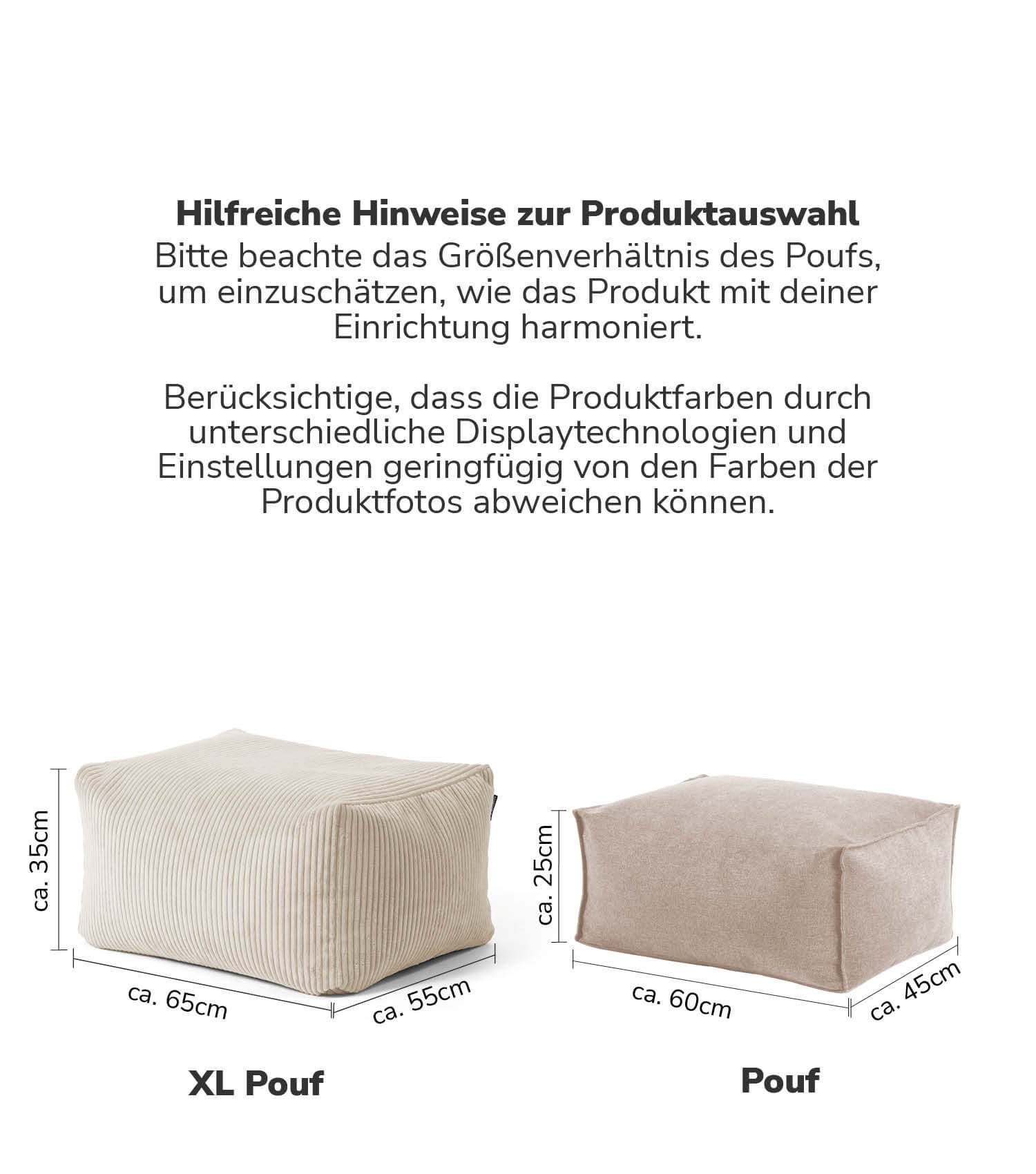 Pouf d'intérieur tabouret de sol coussin 'Der Ruhestifter' repose-pieds carré